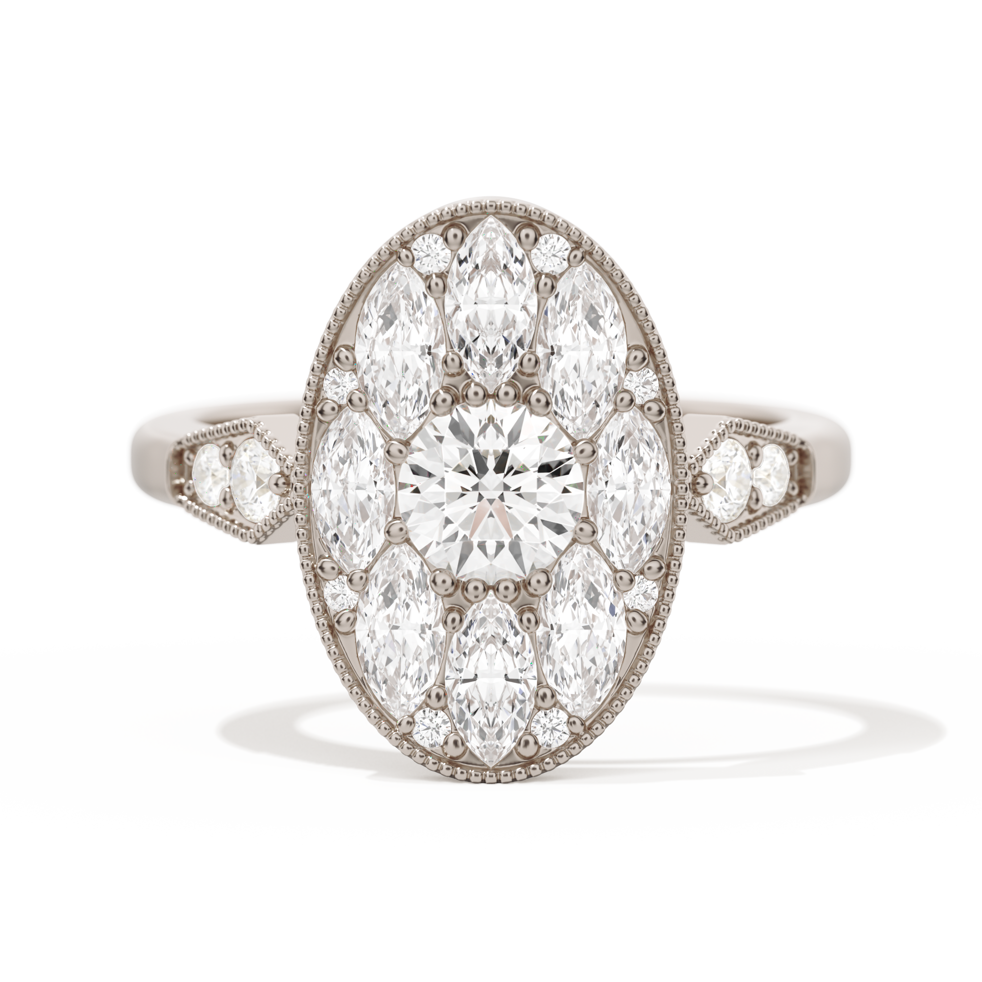 Round with Feather Marquise