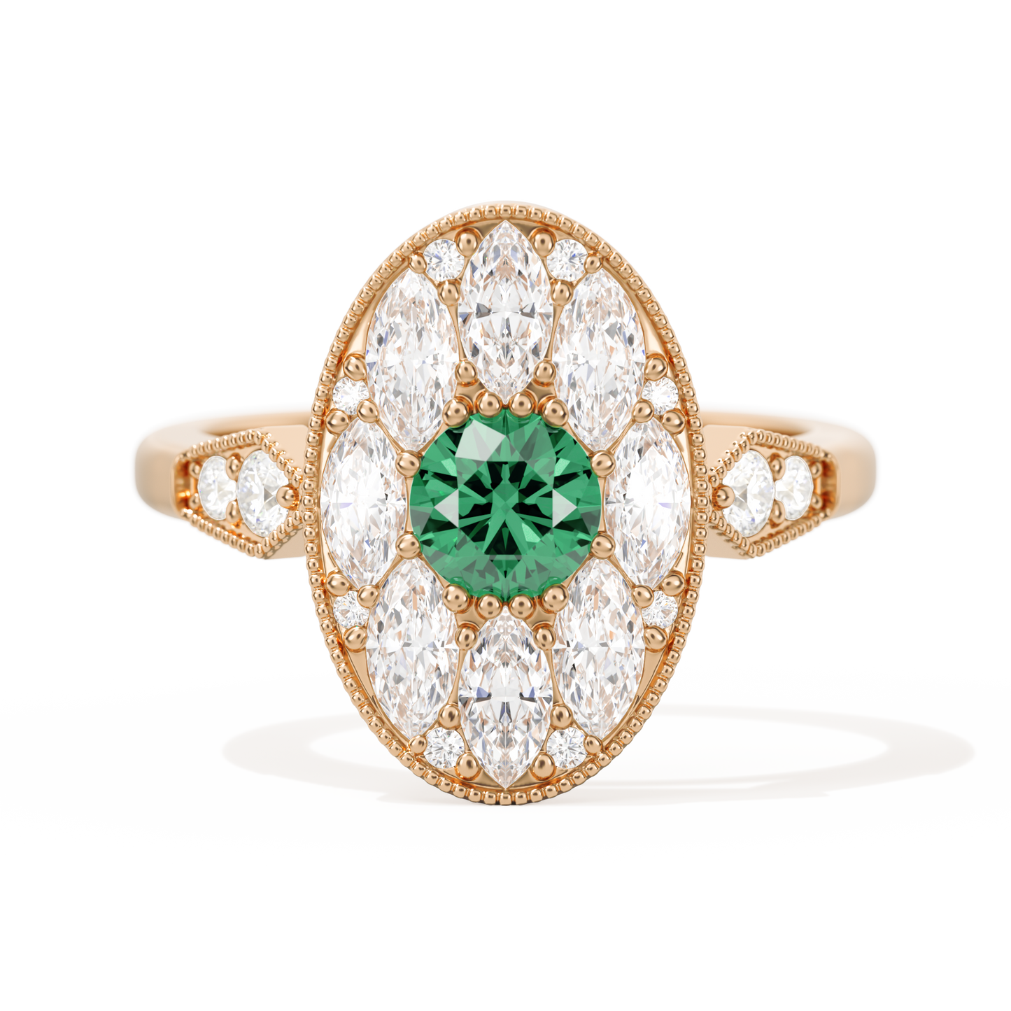 Round with Feather Marquise