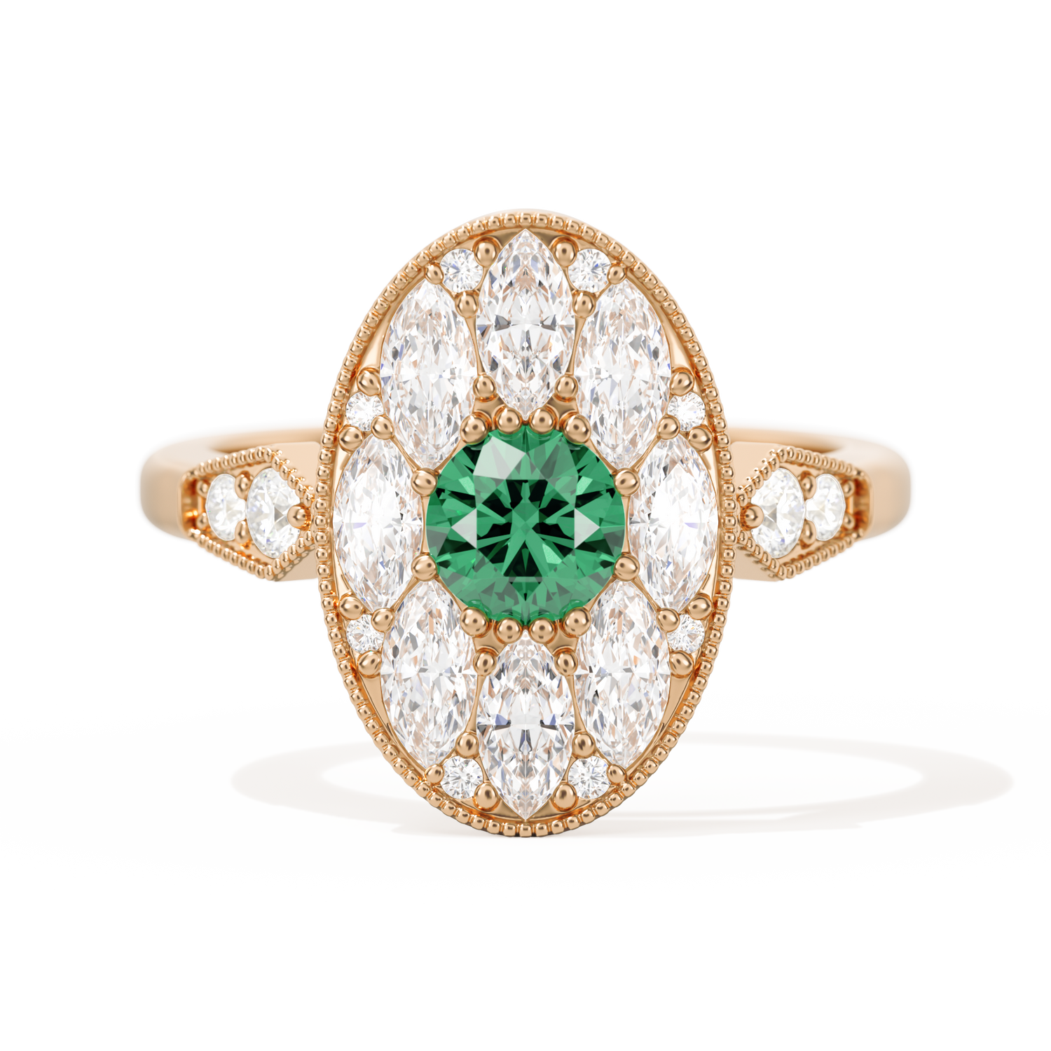 Round with Feather Marquise