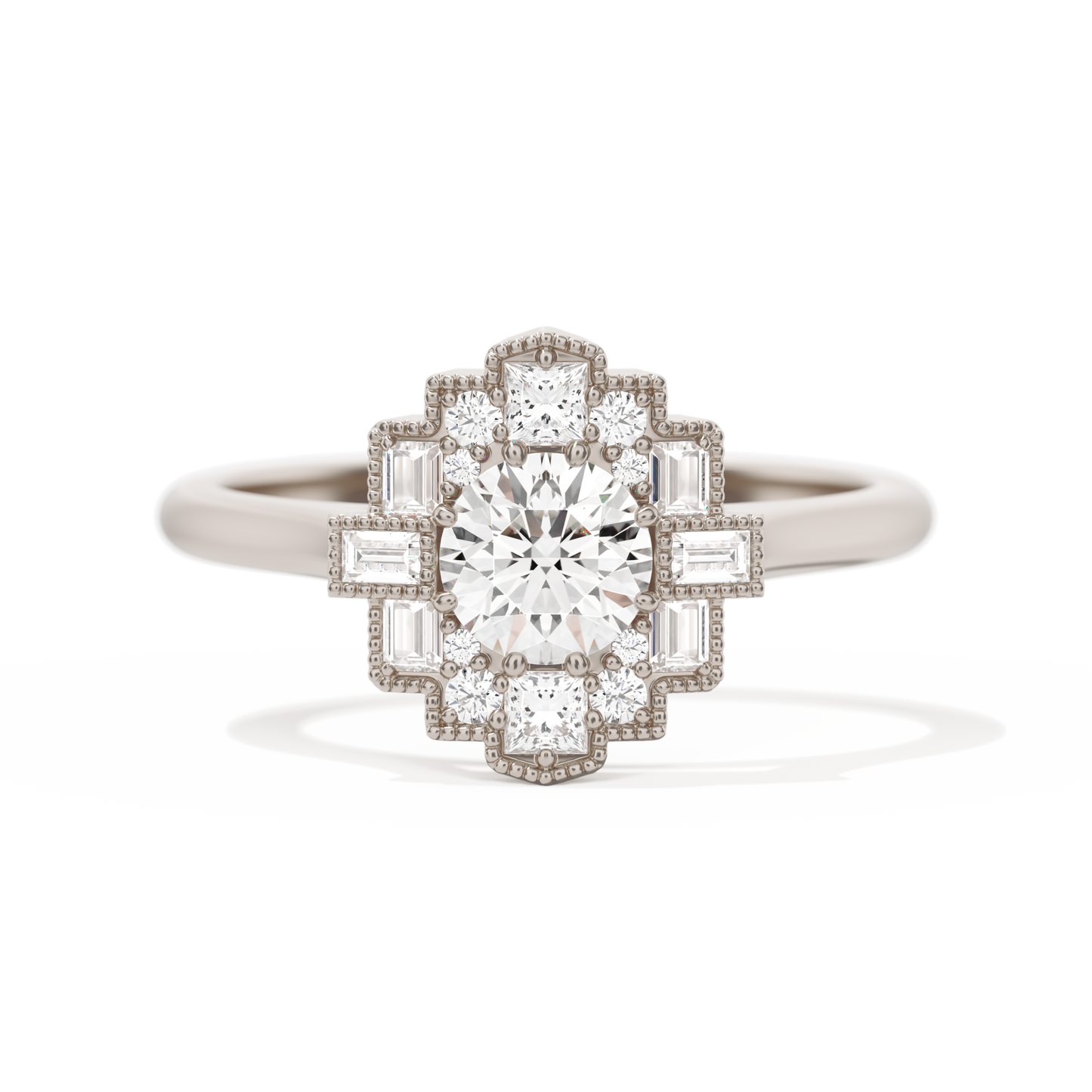 Square Deco with Round Brilliant Cut