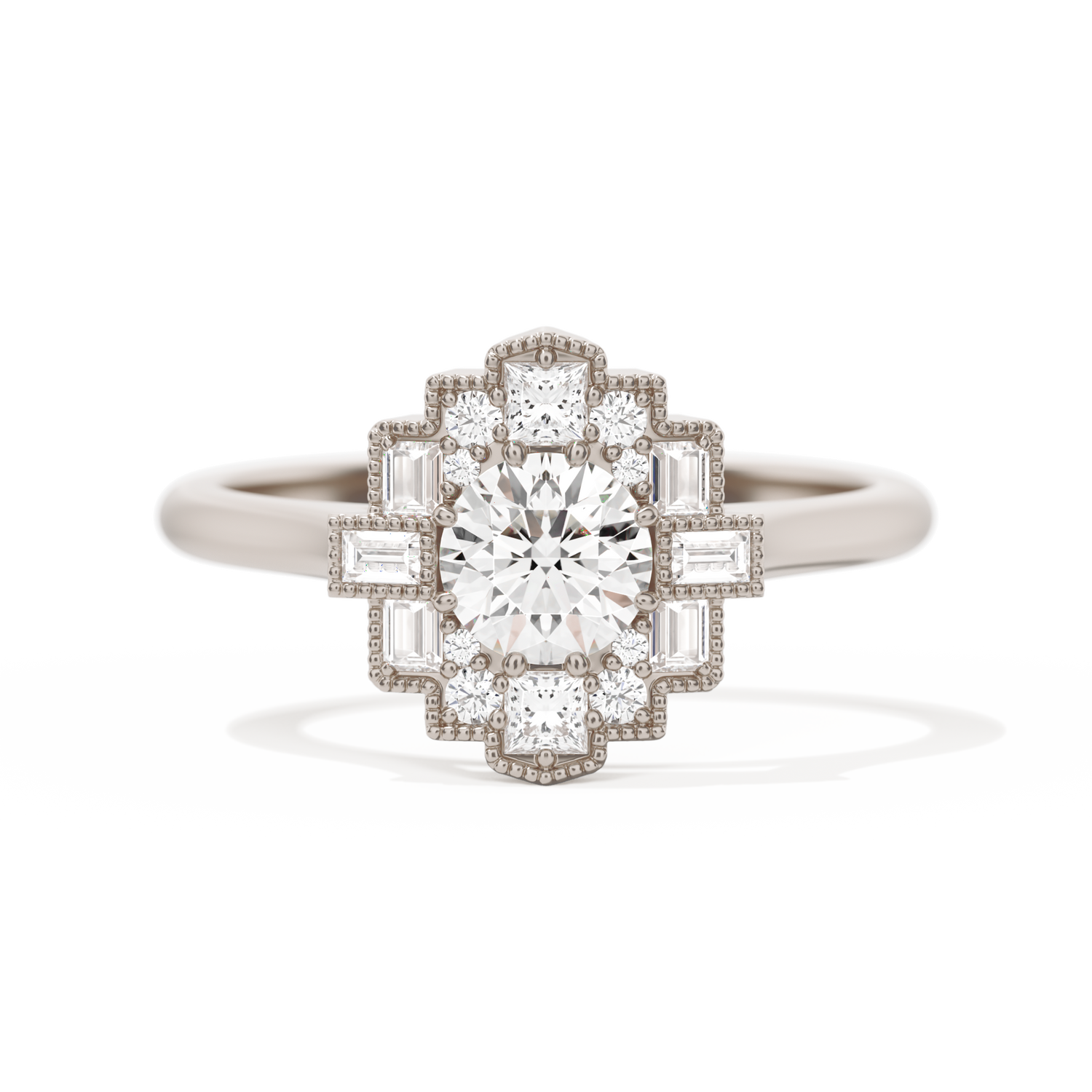 Square Deco with Round Brilliant Cut