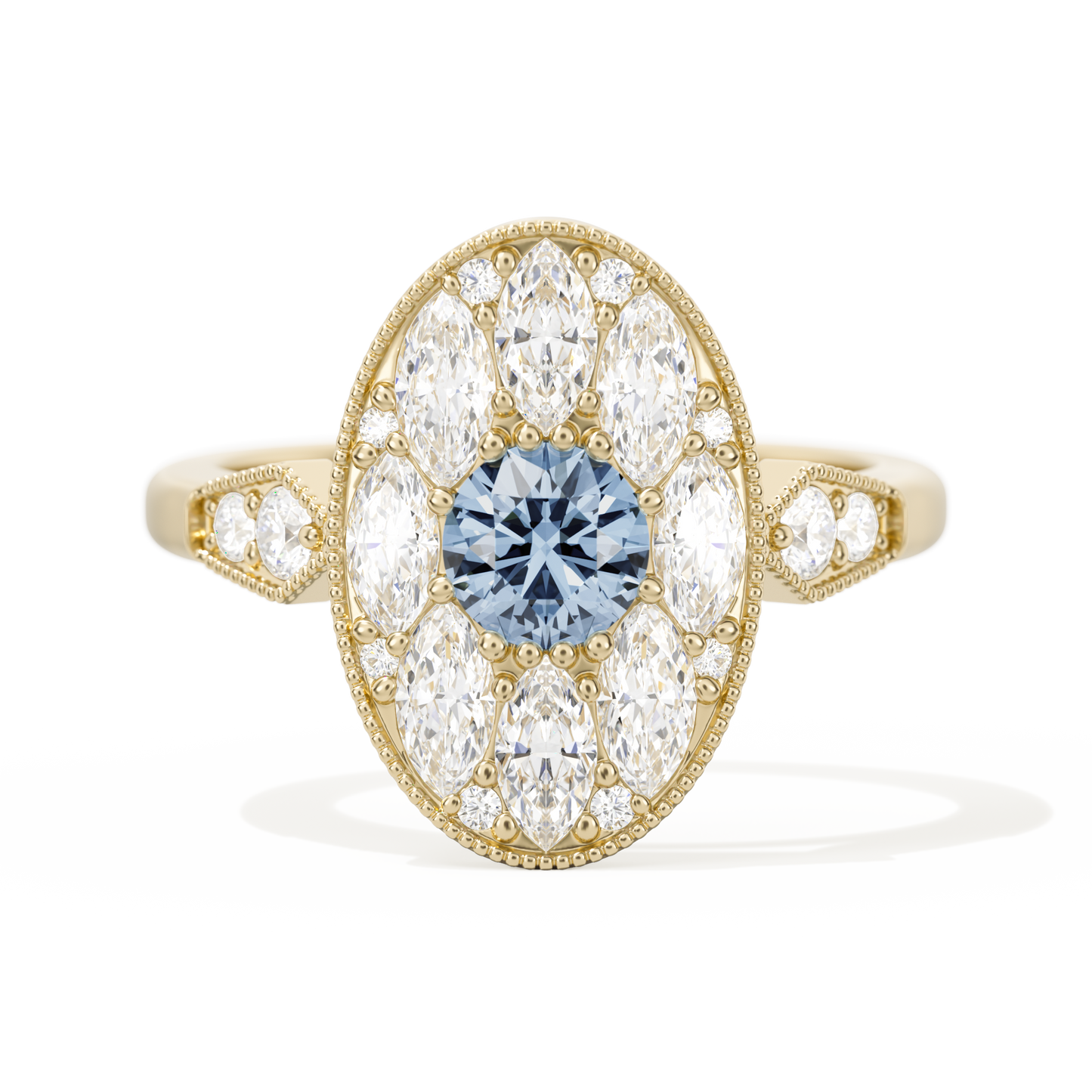 Round with Feather Marquise