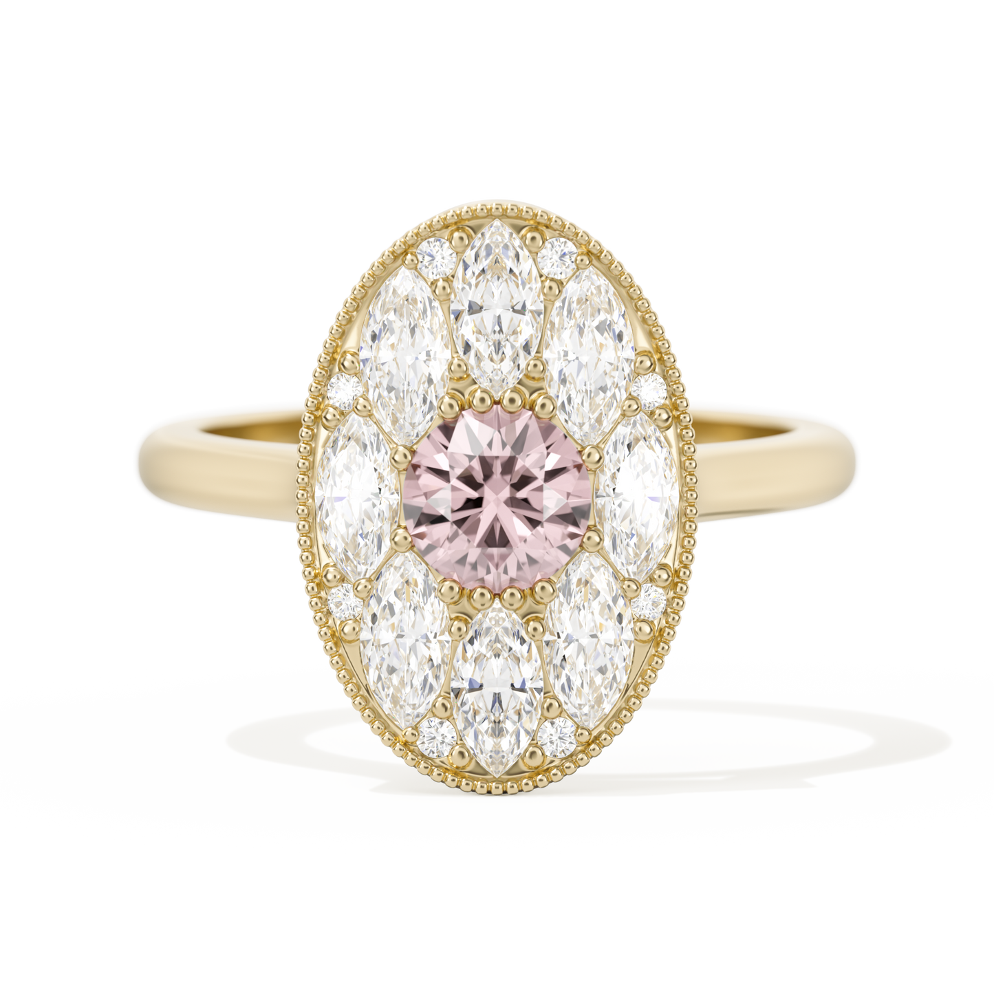 Round with Feather Marquise