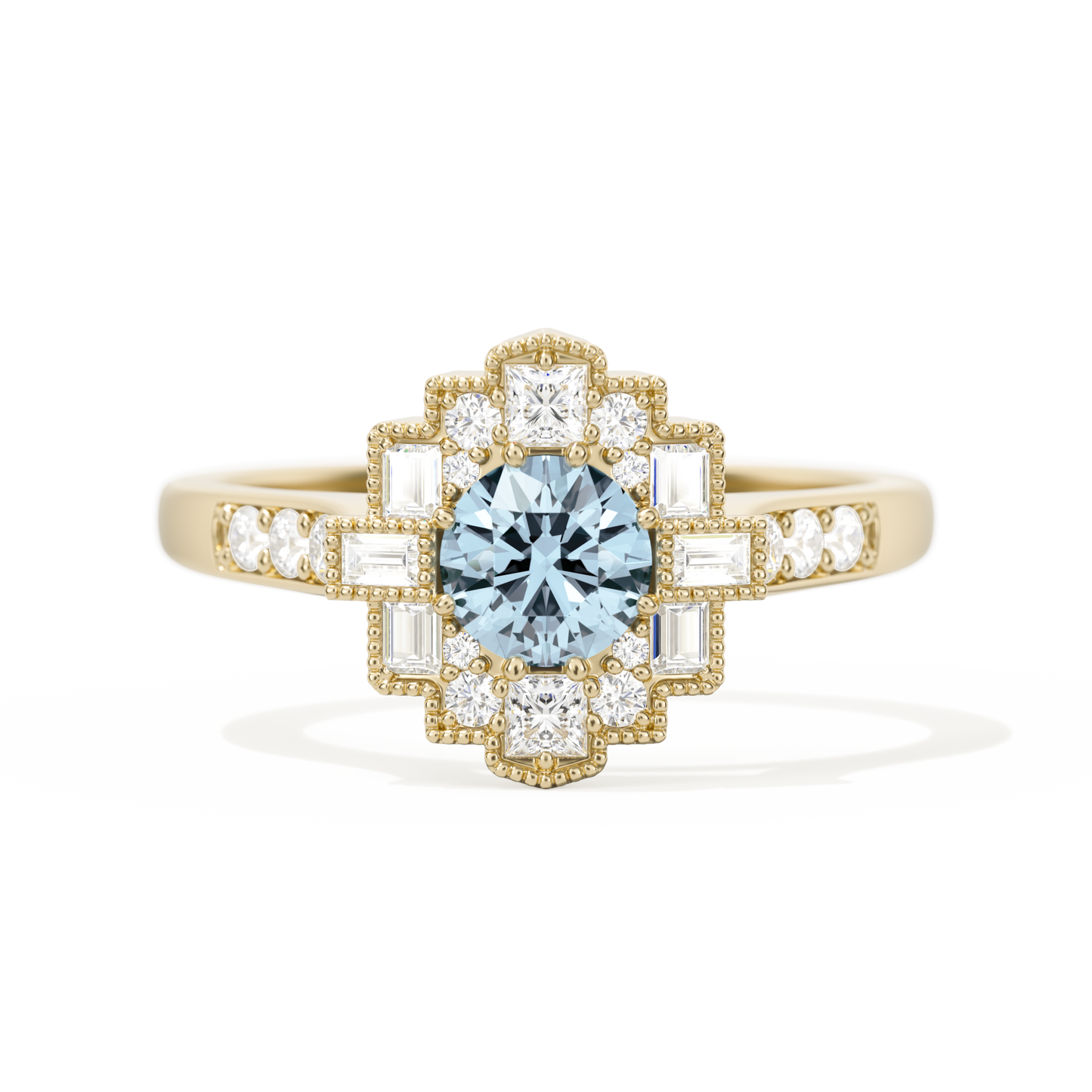 Square Deco with Round Brilliant Cut