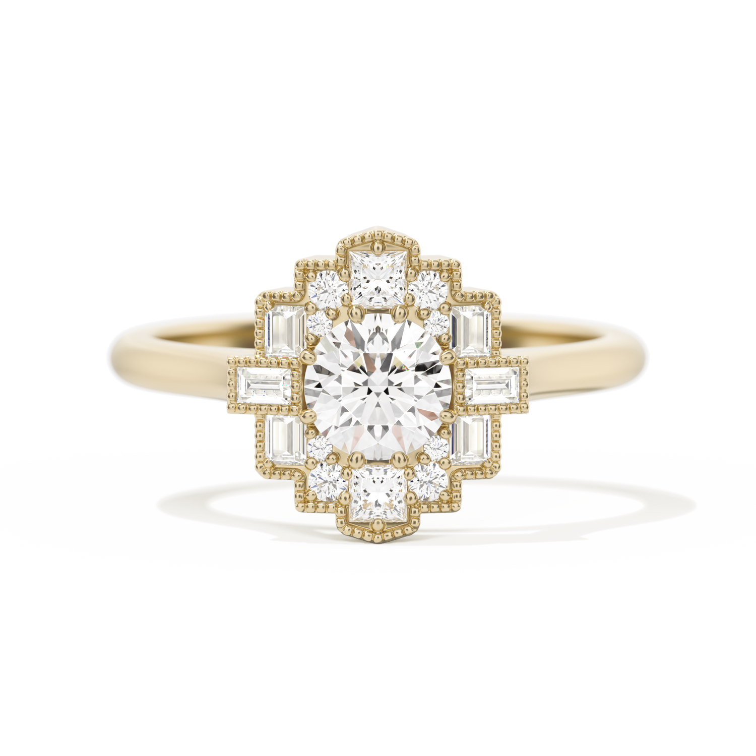 Square Deco with Round Brilliant Cut