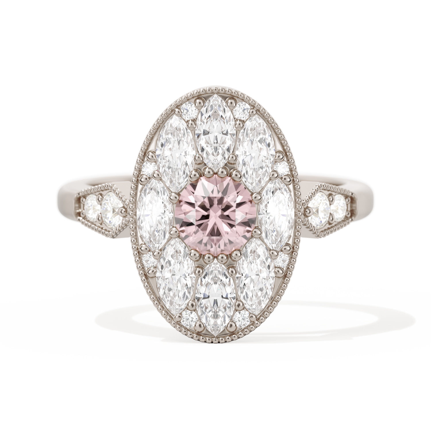 Round with Feather Marquise