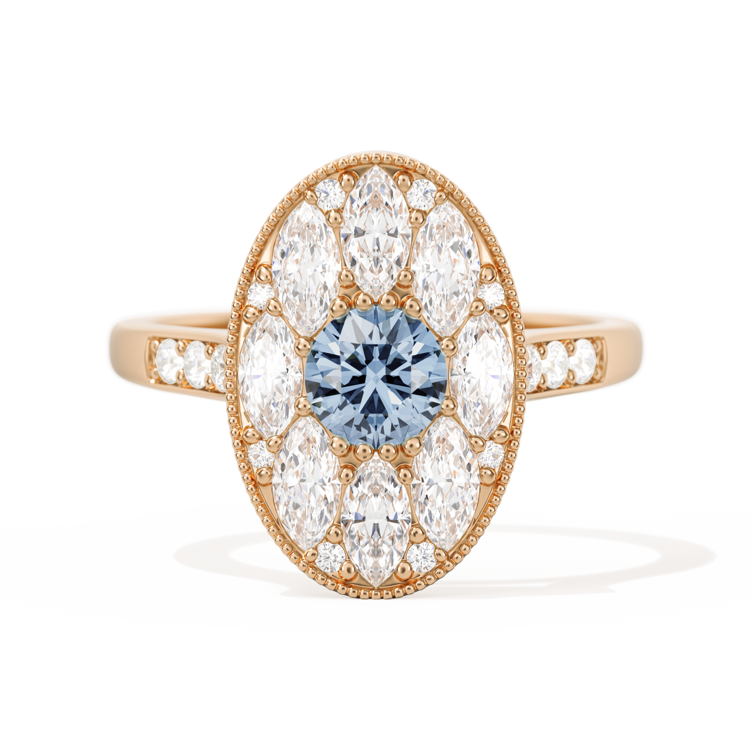 Round with Feather Marquise