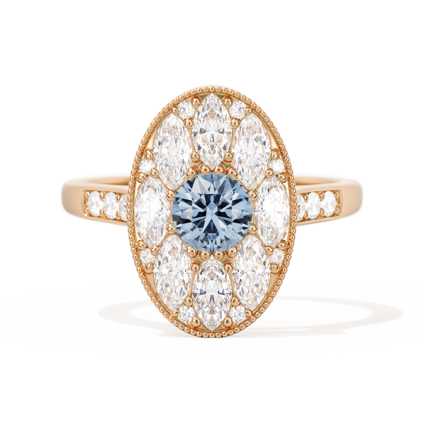 Round with Feather Marquise