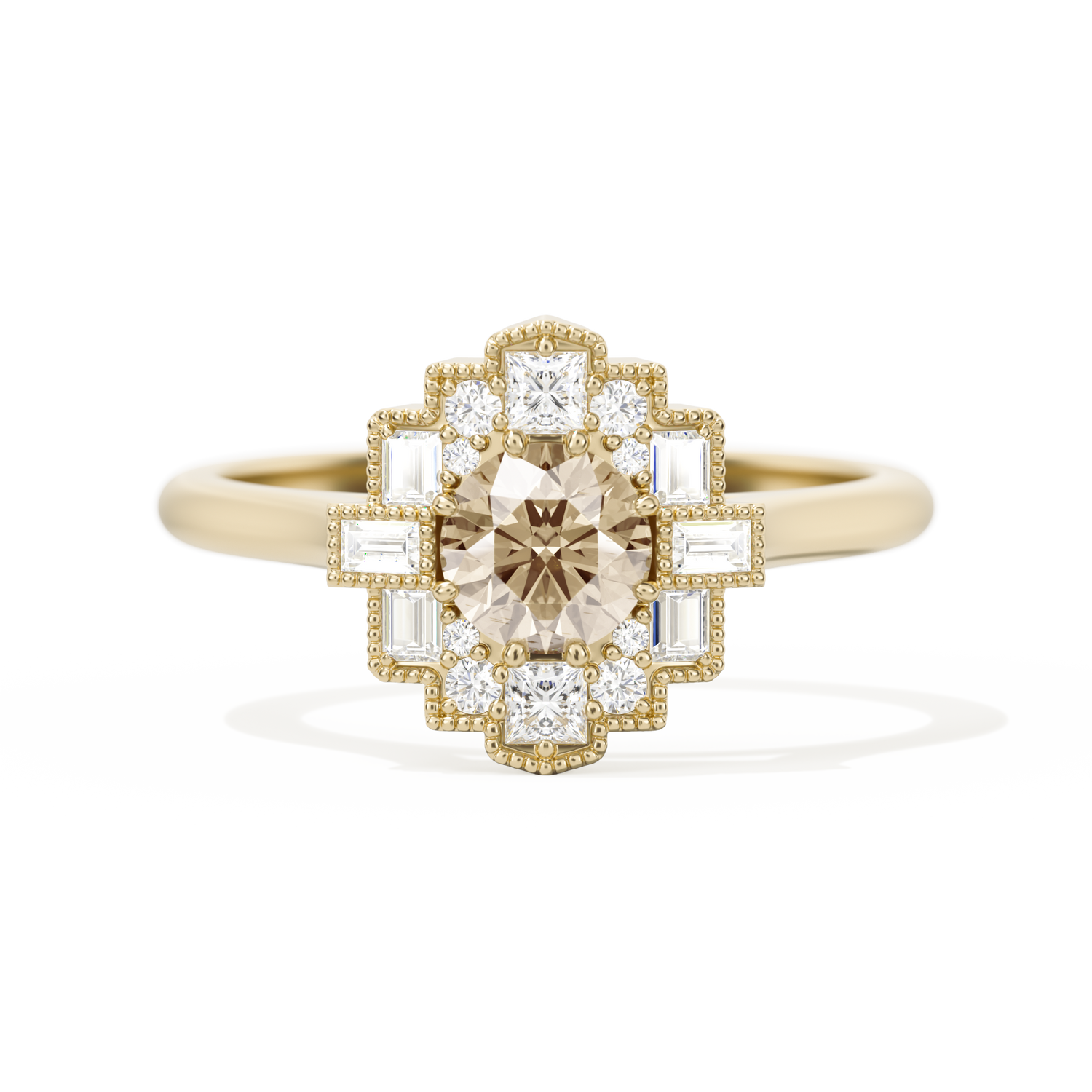 Square Deco with Round Brilliant Cut