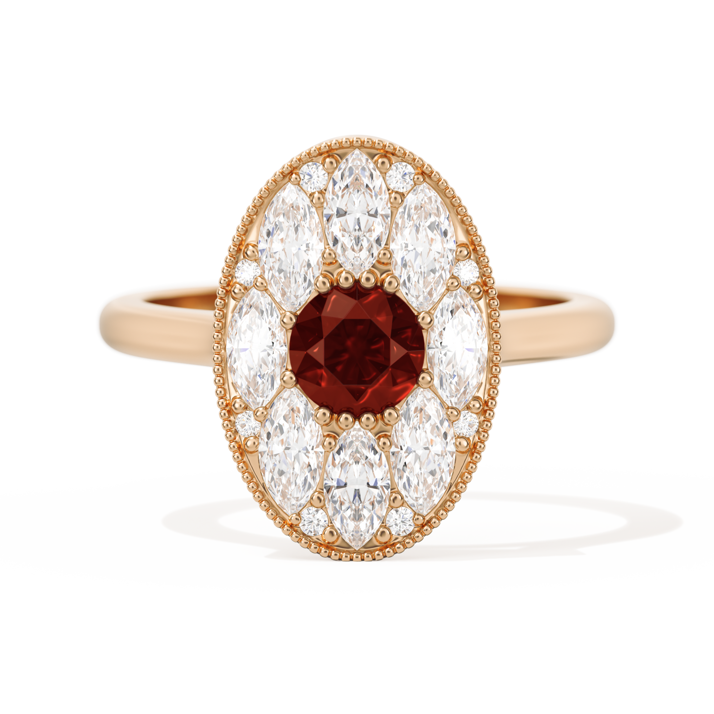 Round with Feather Marquise