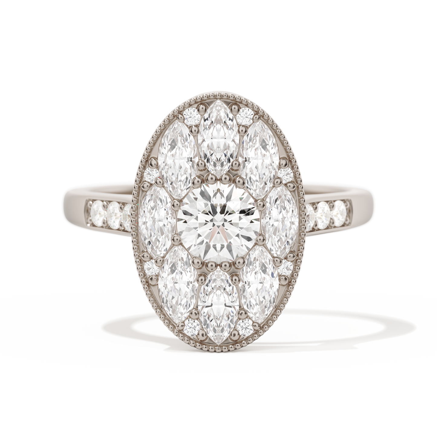 Round with Feather Marquise