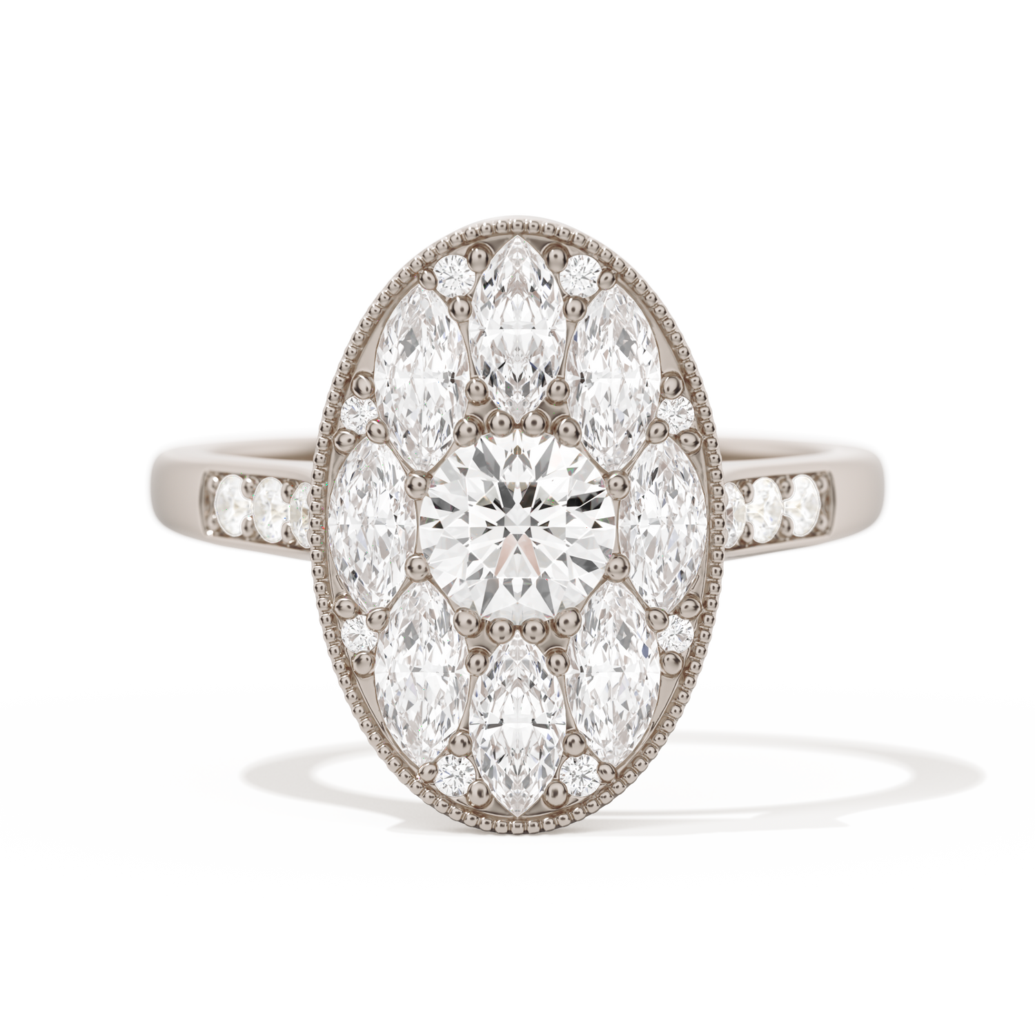 Round with Feather Marquise