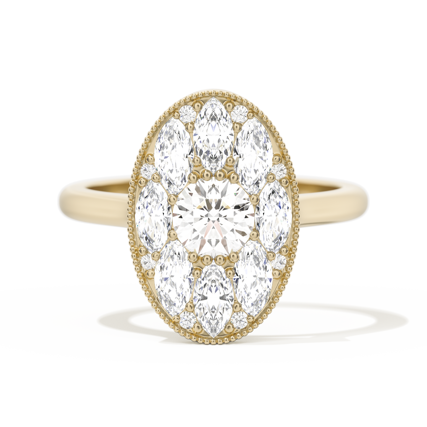 Round with Feather Marquise