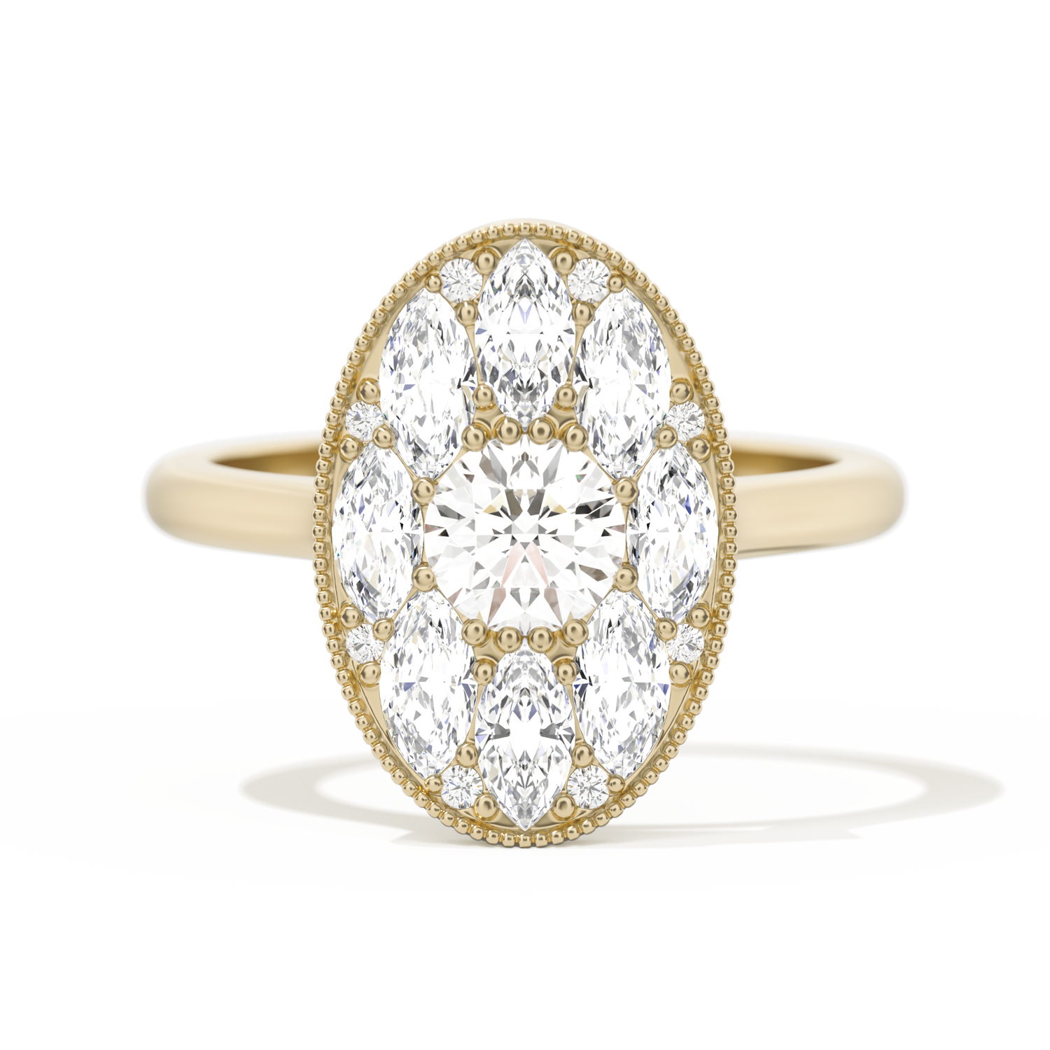 Round with Feather Marquise