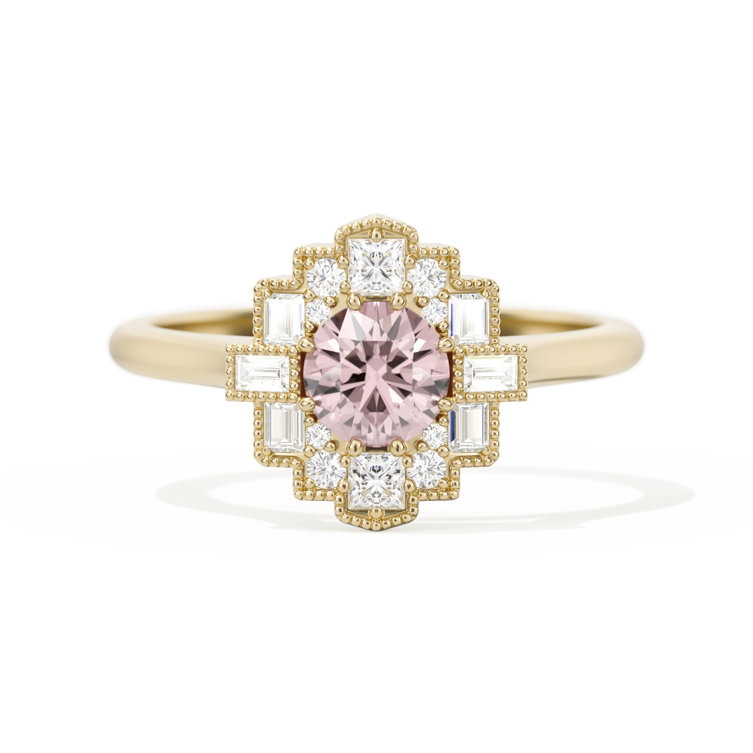 Square Deco with Round Brilliant Cut