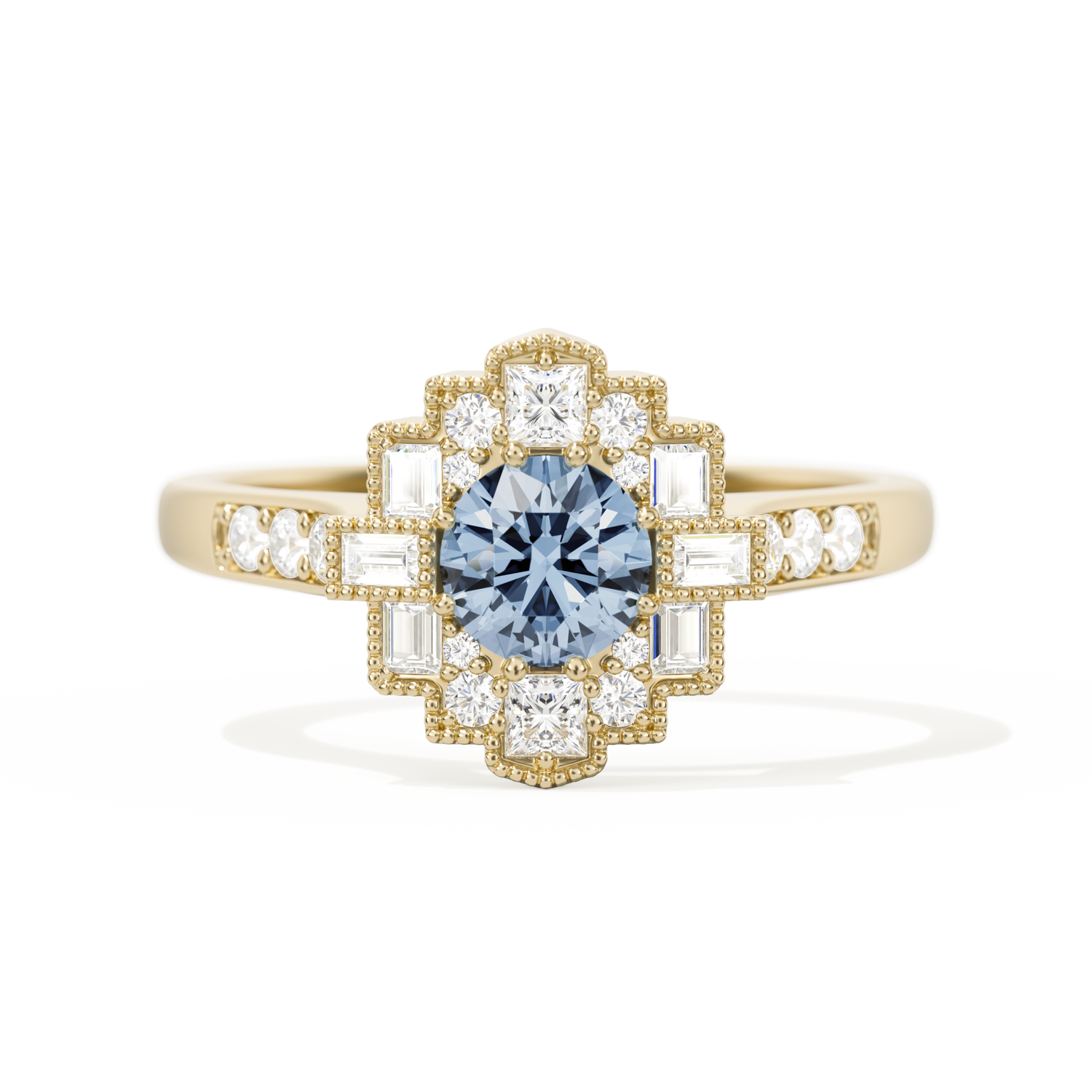 Square Deco with Round Brilliant Cut