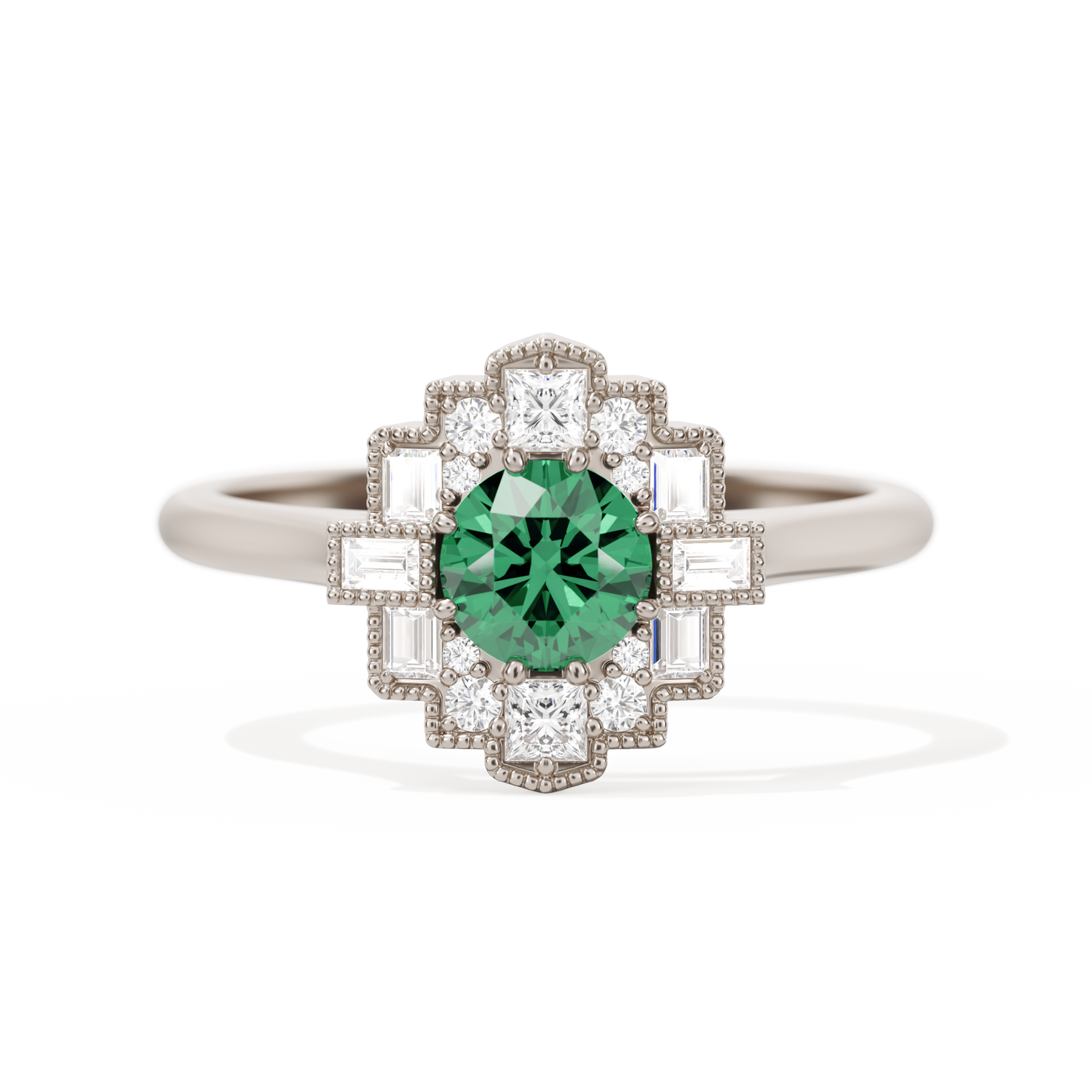 Square Deco with Round Brilliant Cut