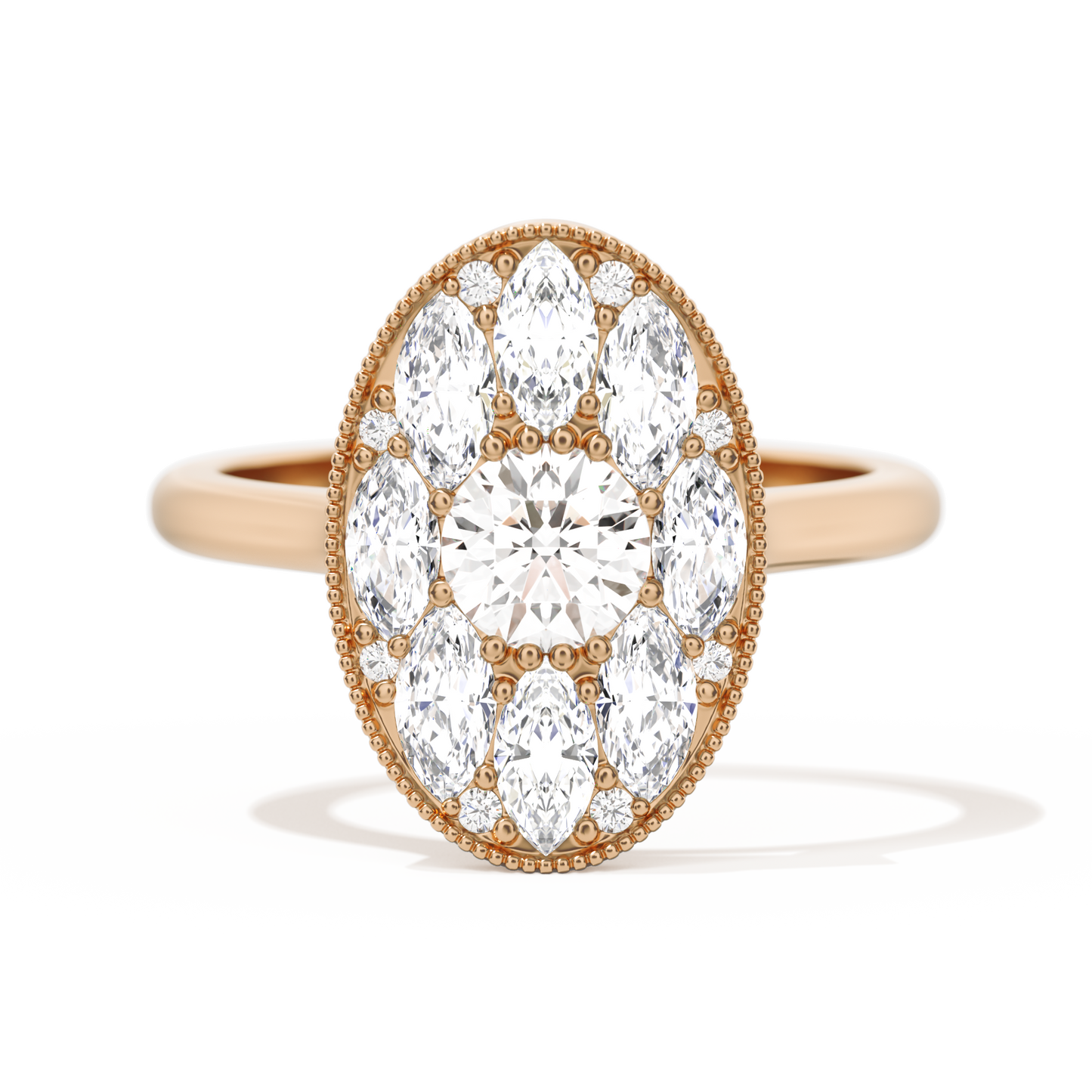 Round with Feather Marquise