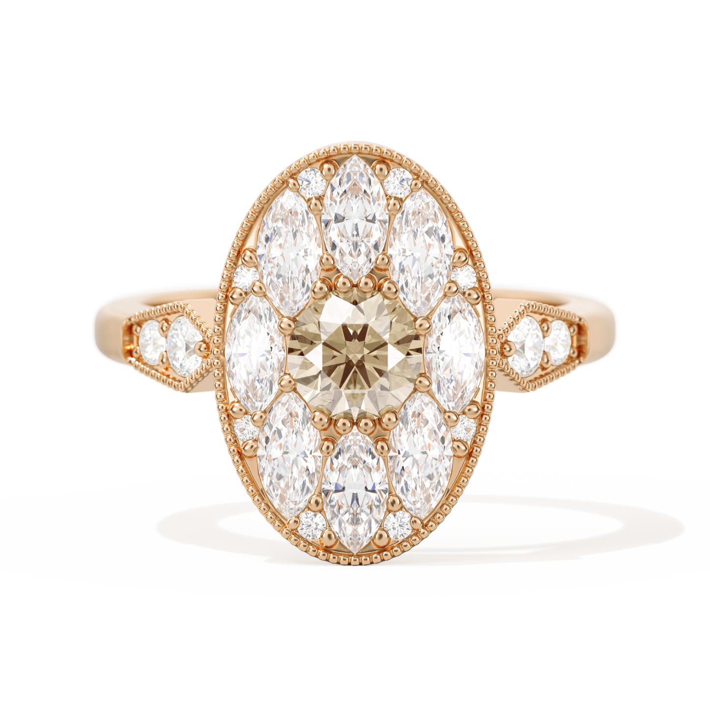 Round with Feather Marquise