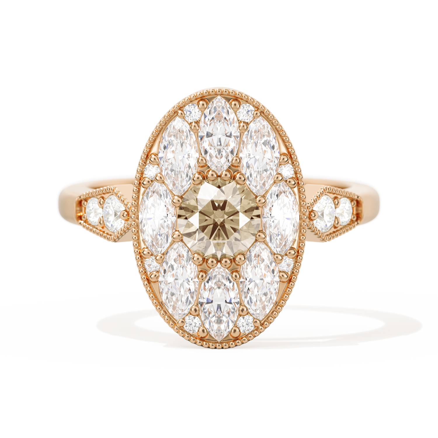 Round with Feather Marquise