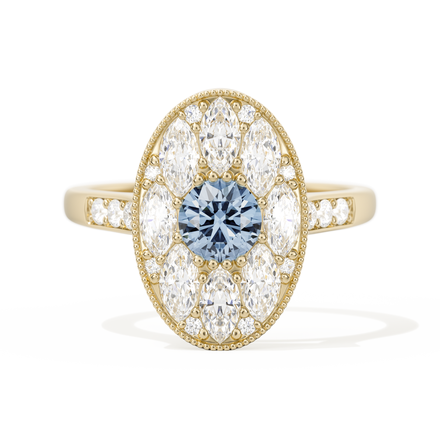 Round with Feather Marquise