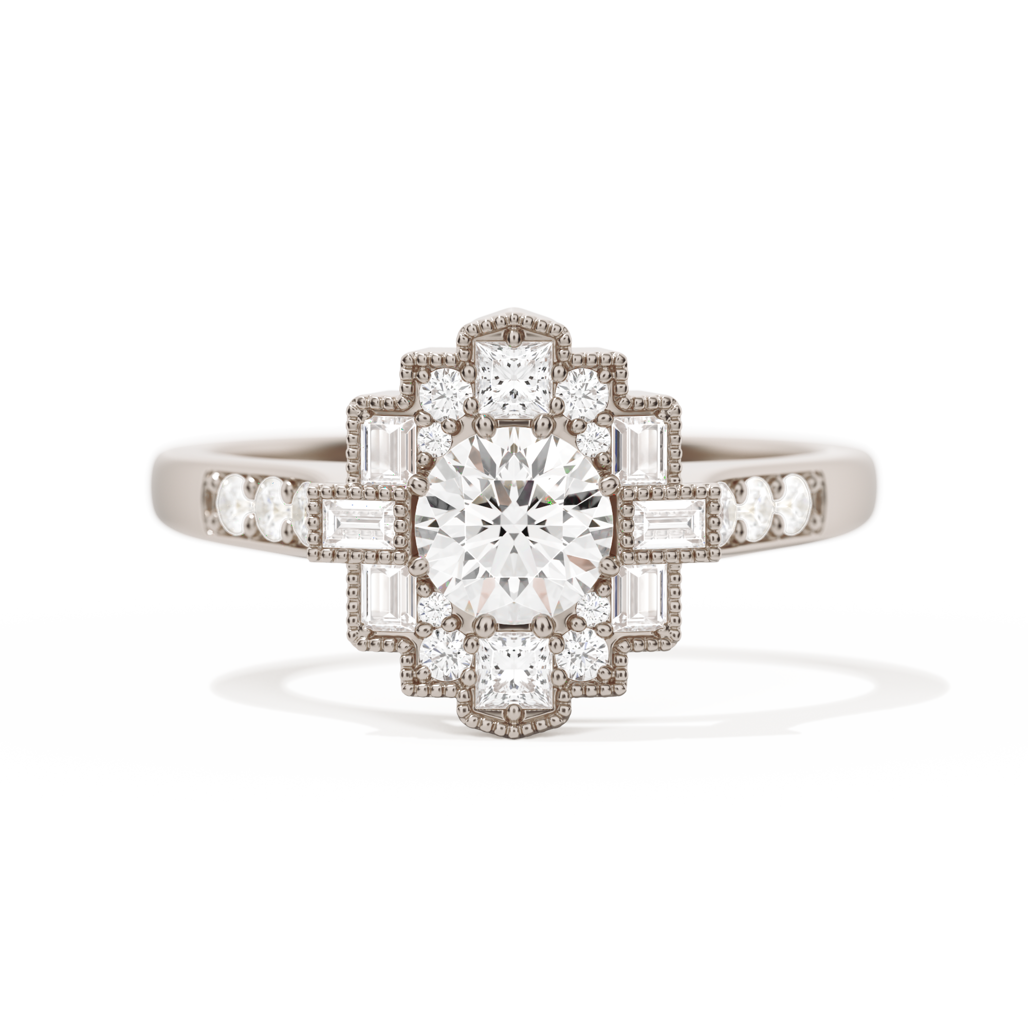 Square Deco with Round Brilliant Cut