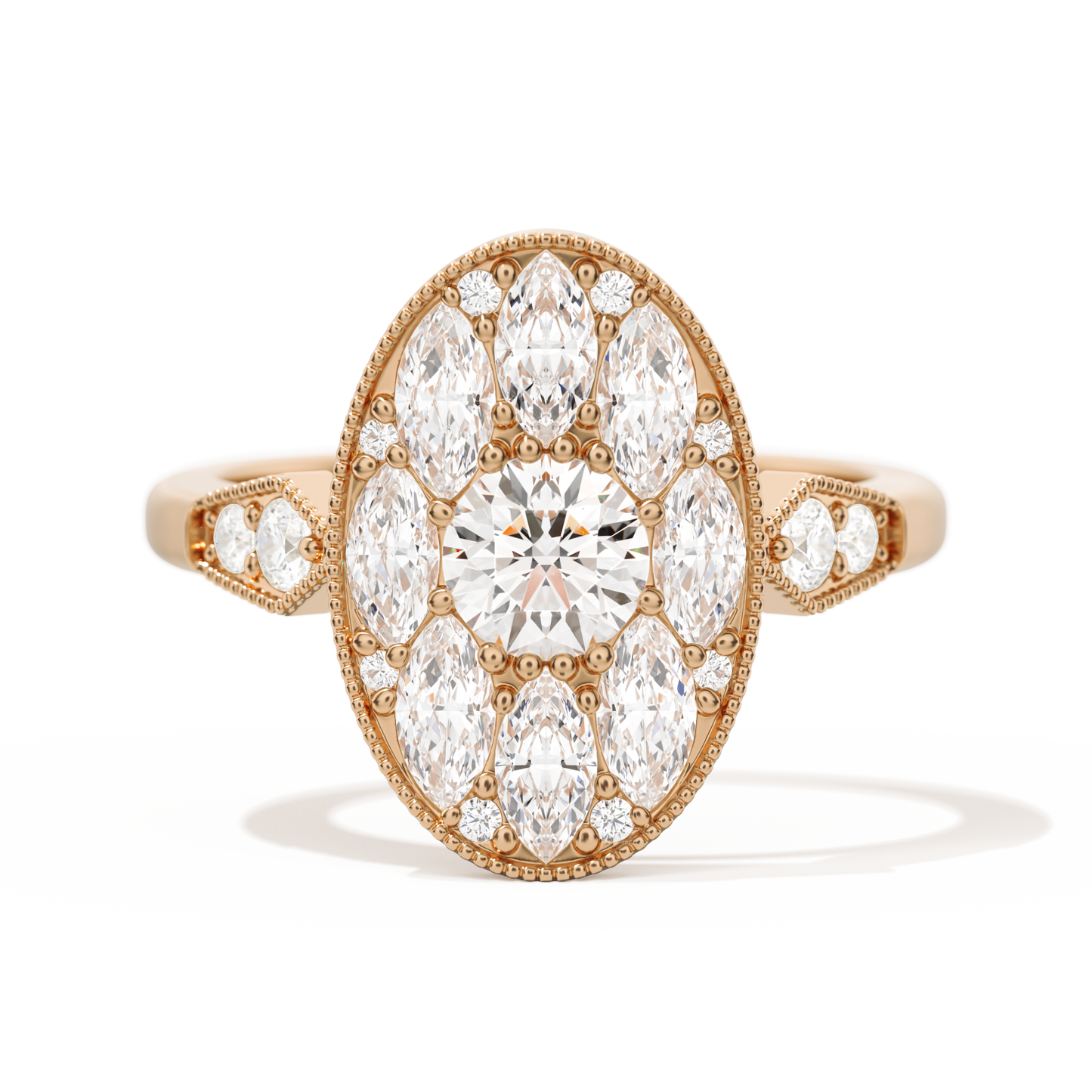 Round with Feather Marquise