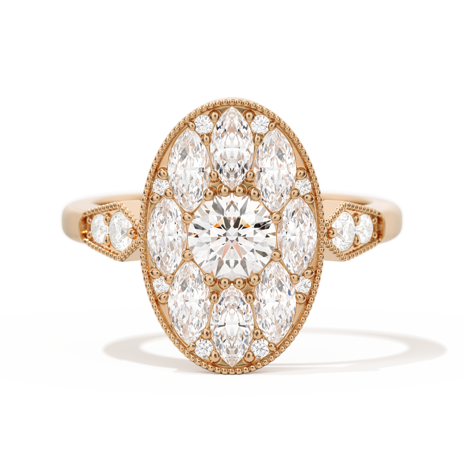 Round with Feather Marquise
