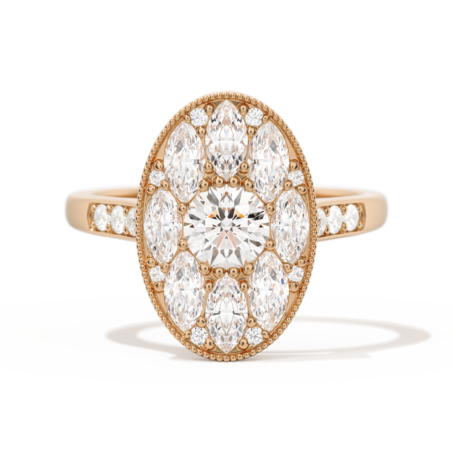 Round with Feather Marquise