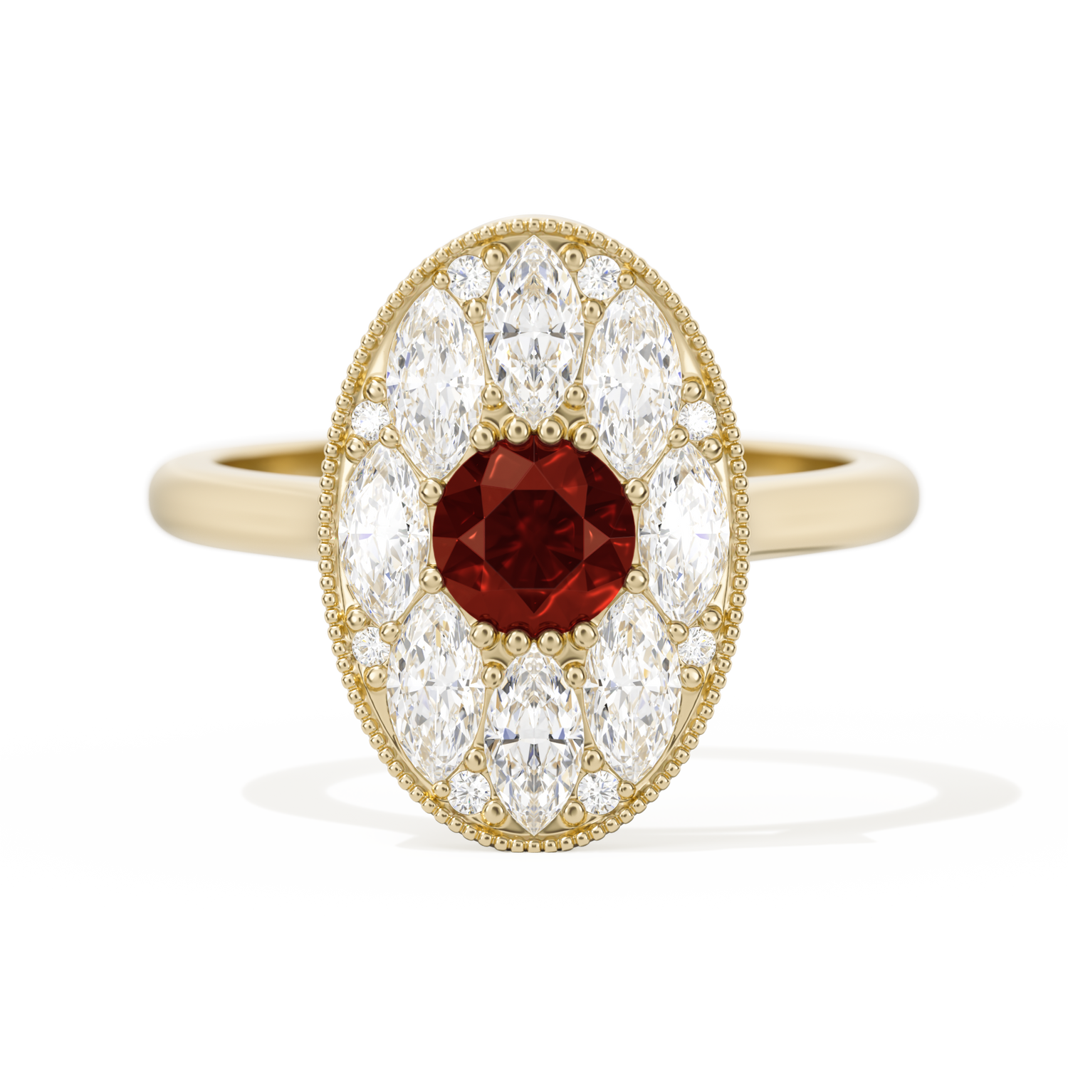 Round with Feather Marquise