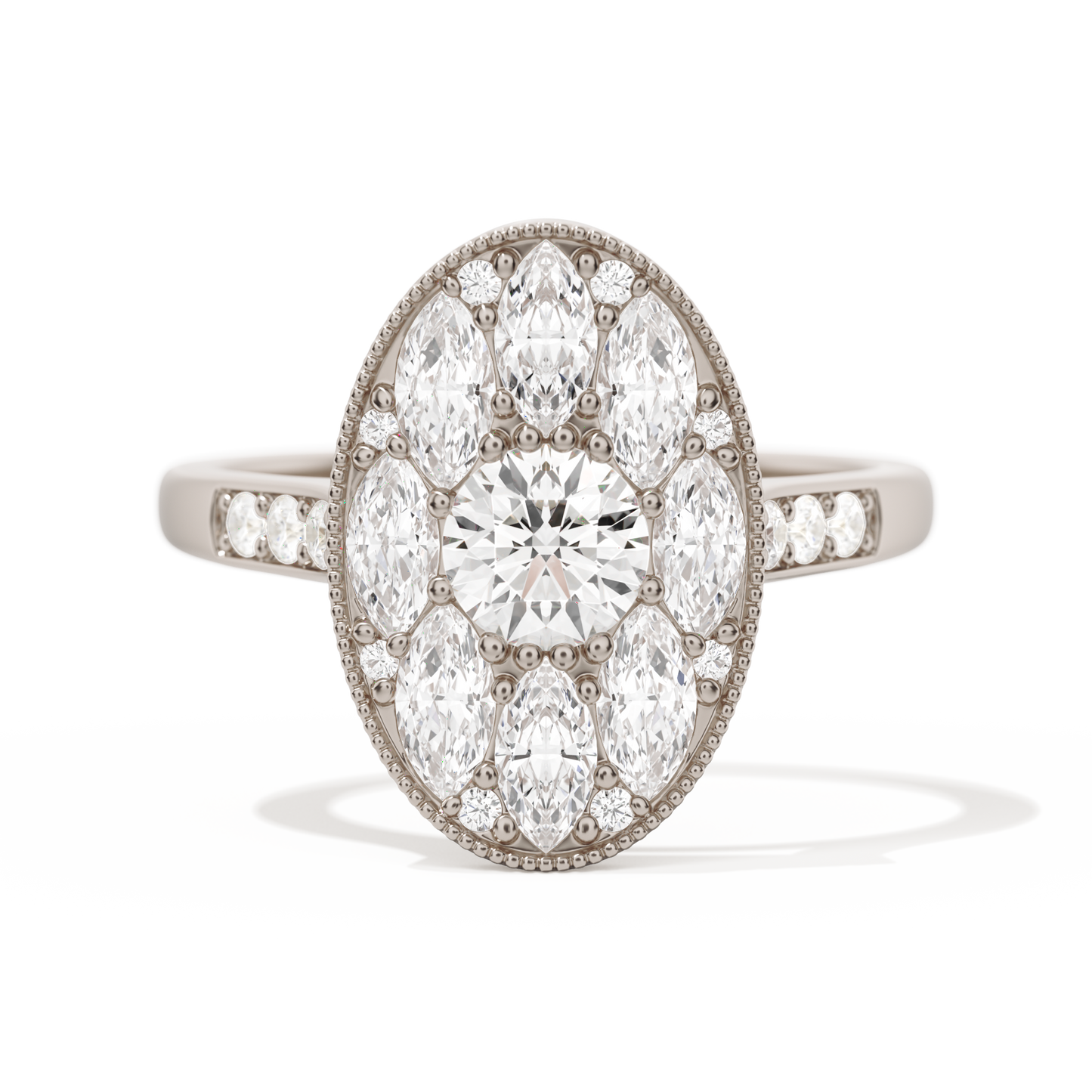 Round with Feather Marquise