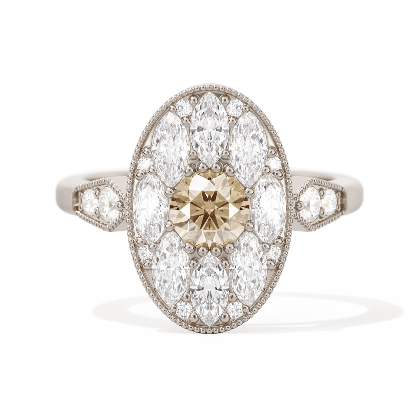 Round with Feather Marquise