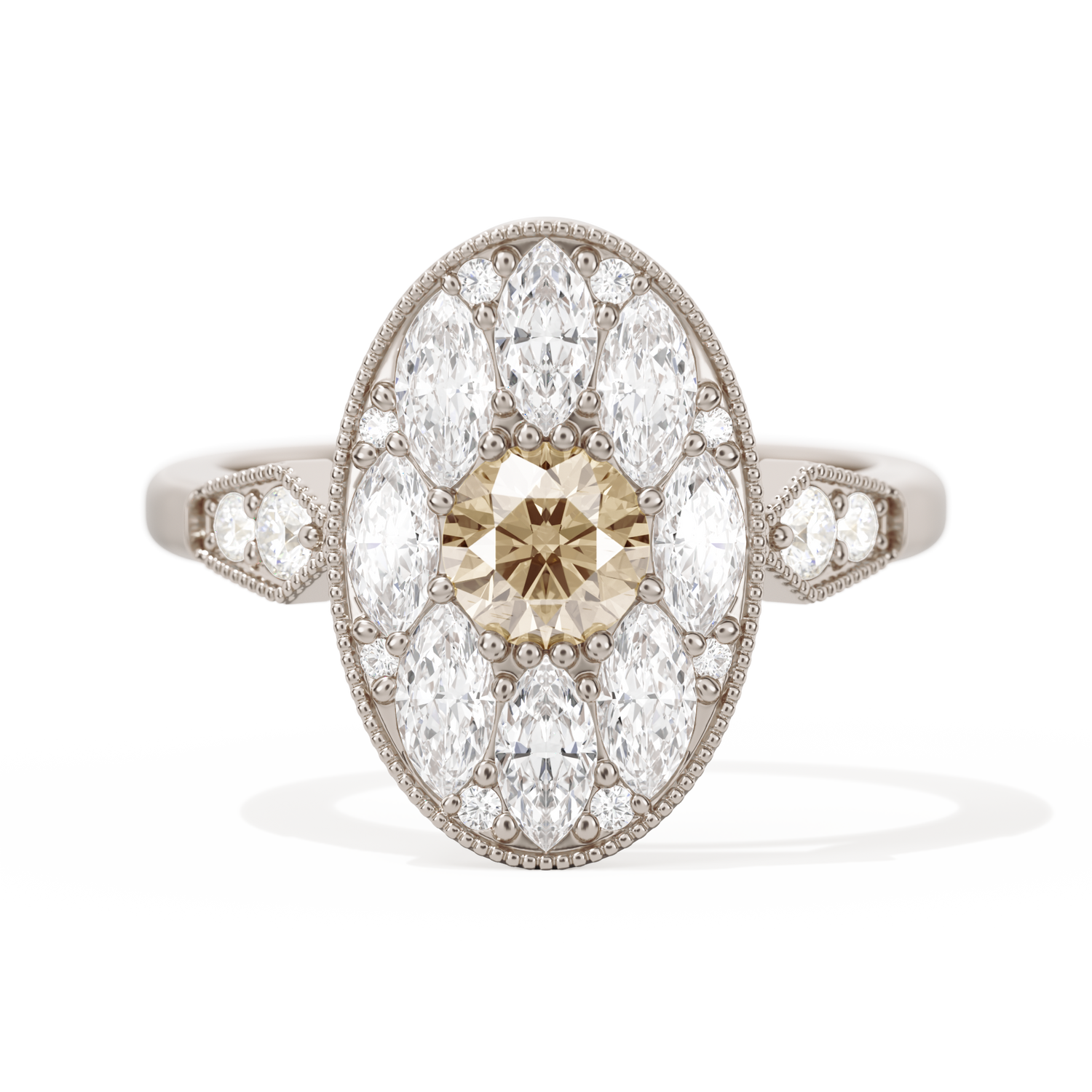 Round with Feather Marquise