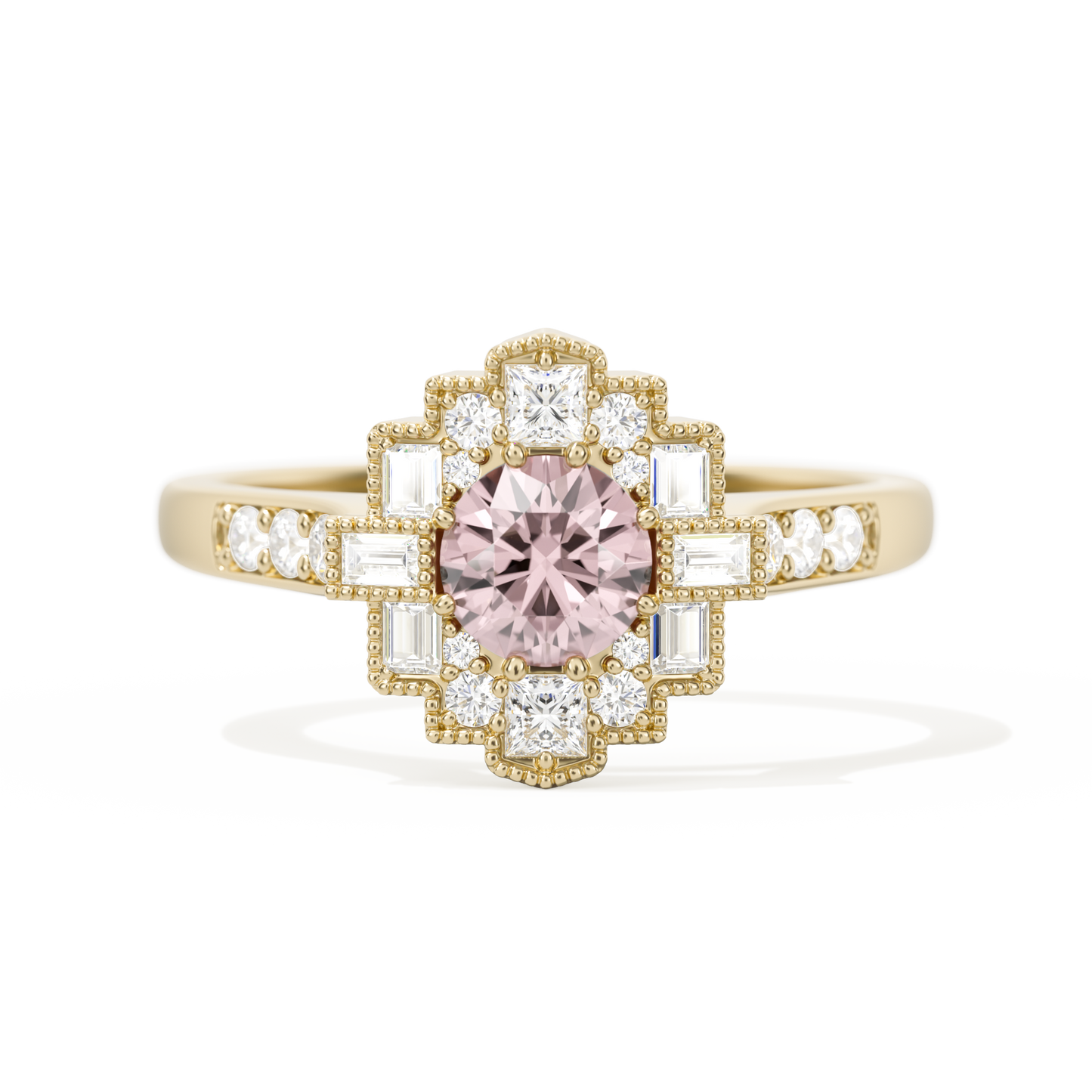 Square Deco with Round Brilliant Cut