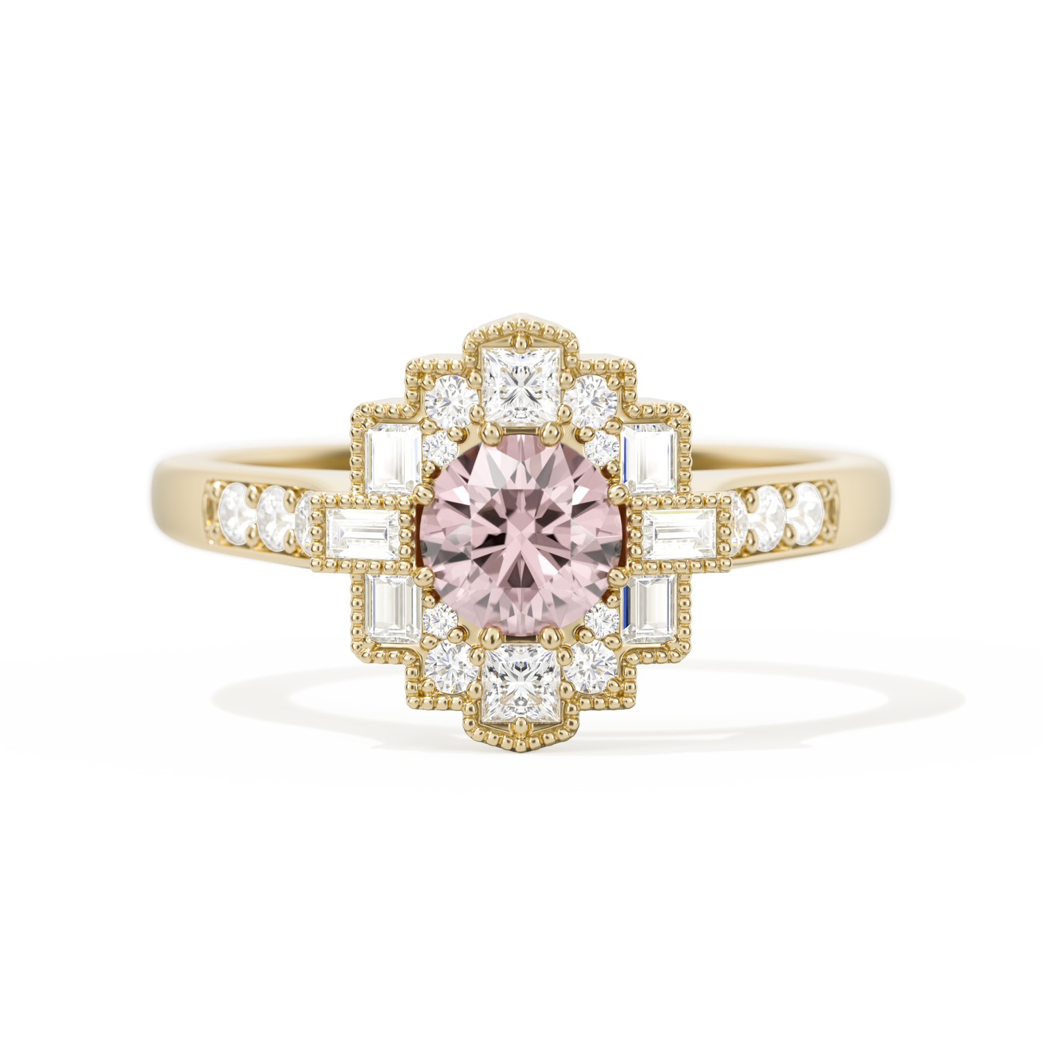 Square Deco with Round Brilliant Cut