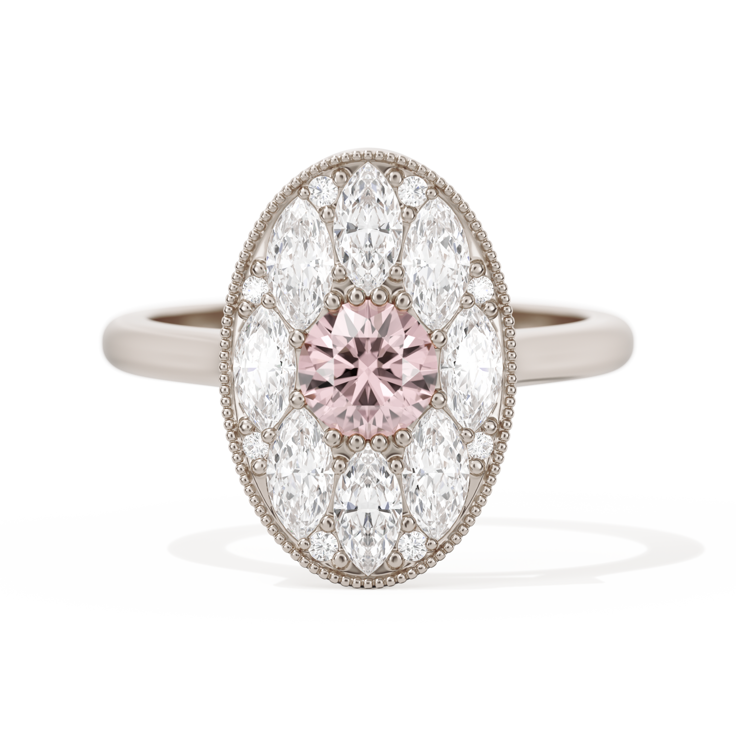 Round with Feather Marquise