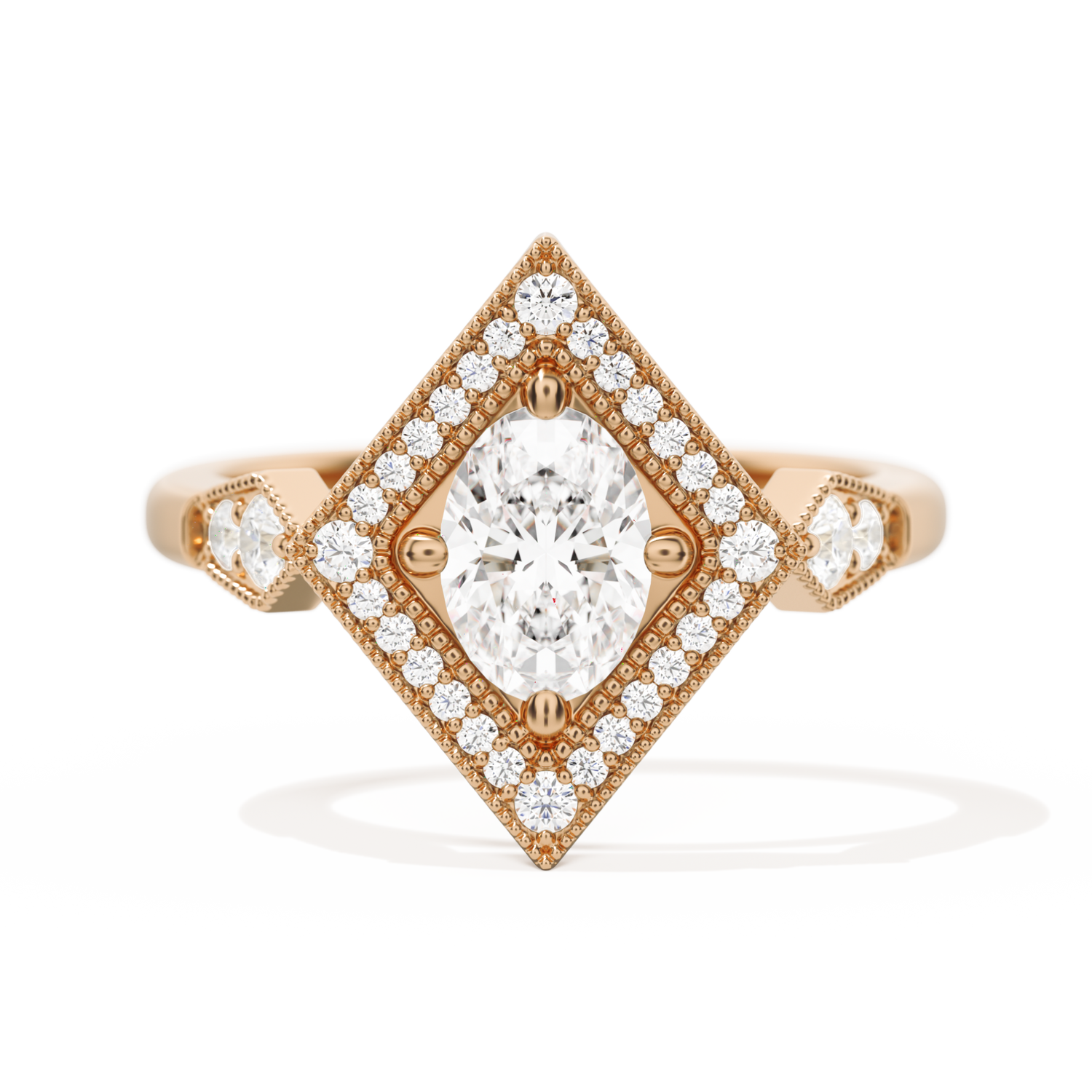 Diamond Shape Halo Oval