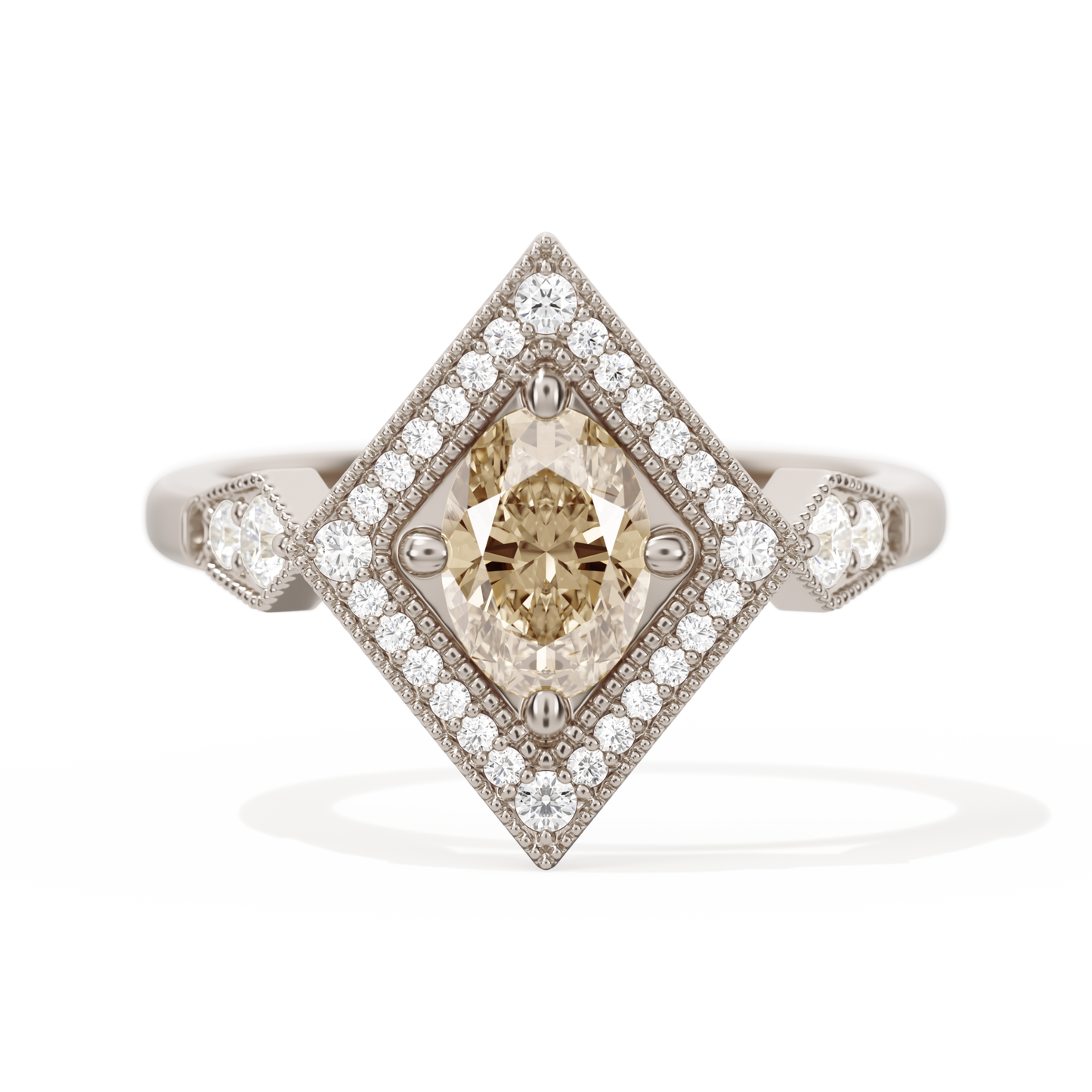 Diamond Shape Halo Oval