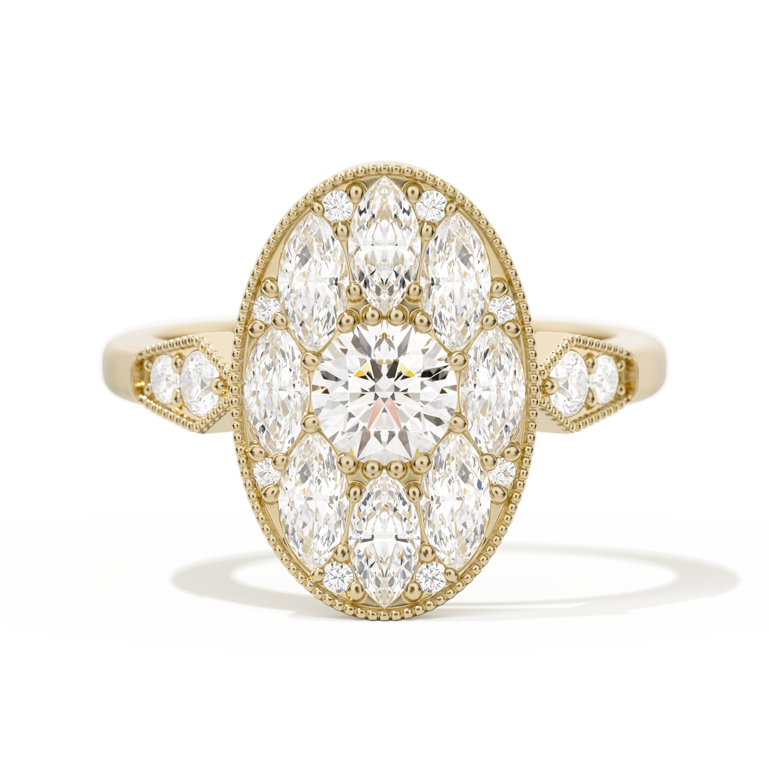 Round with Feather Marquise