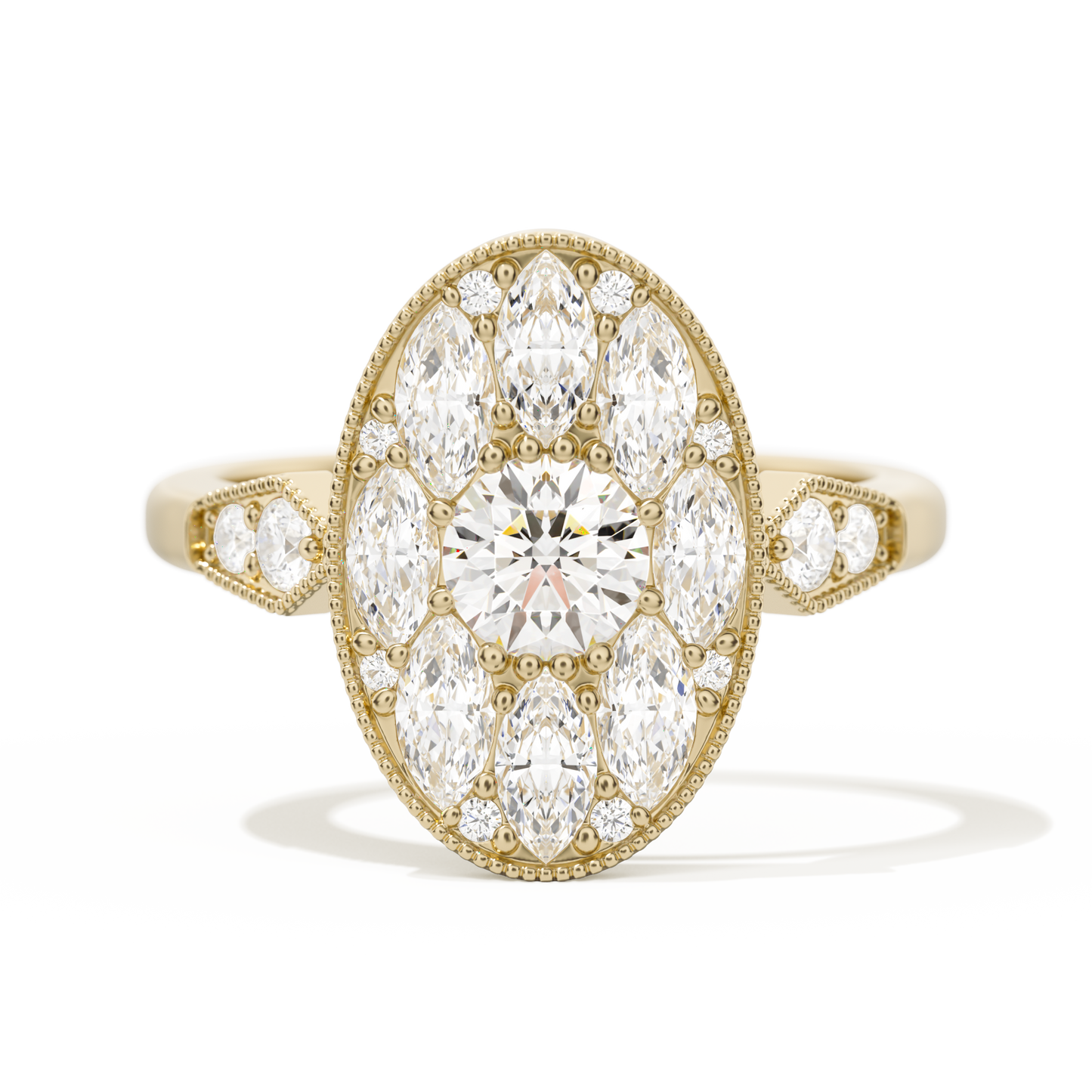 Round with Feather Marquise