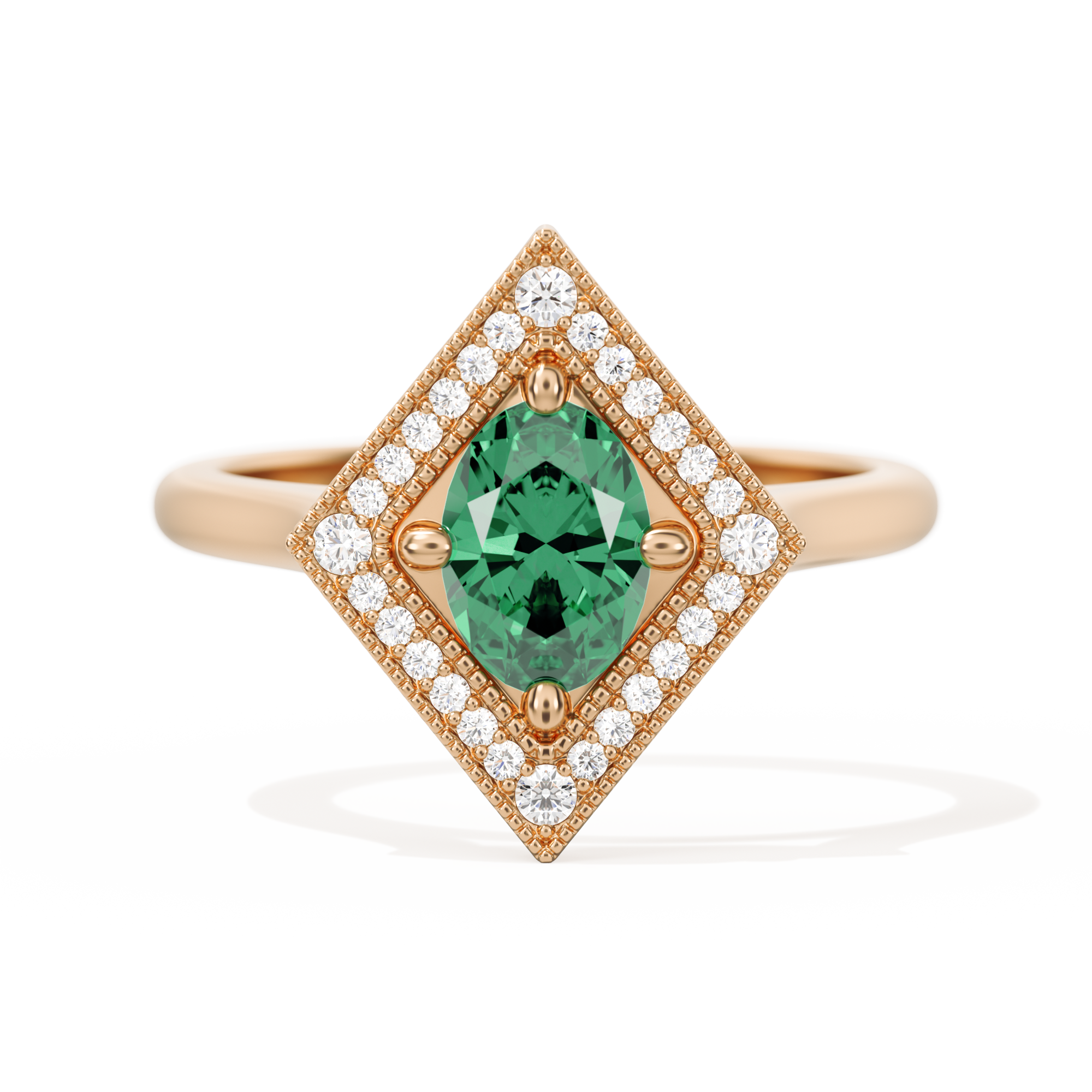 Diamond Shape Halo Oval