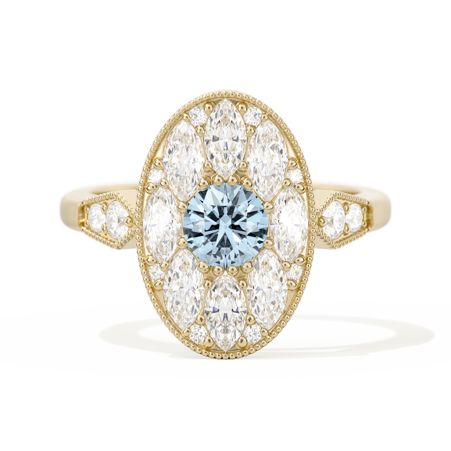 Round with Feather Marquise