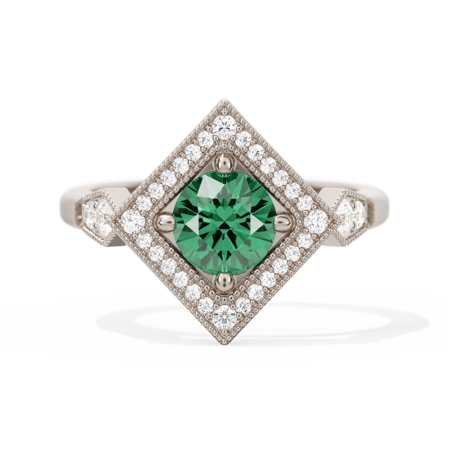 Diamond Shape Halo Round