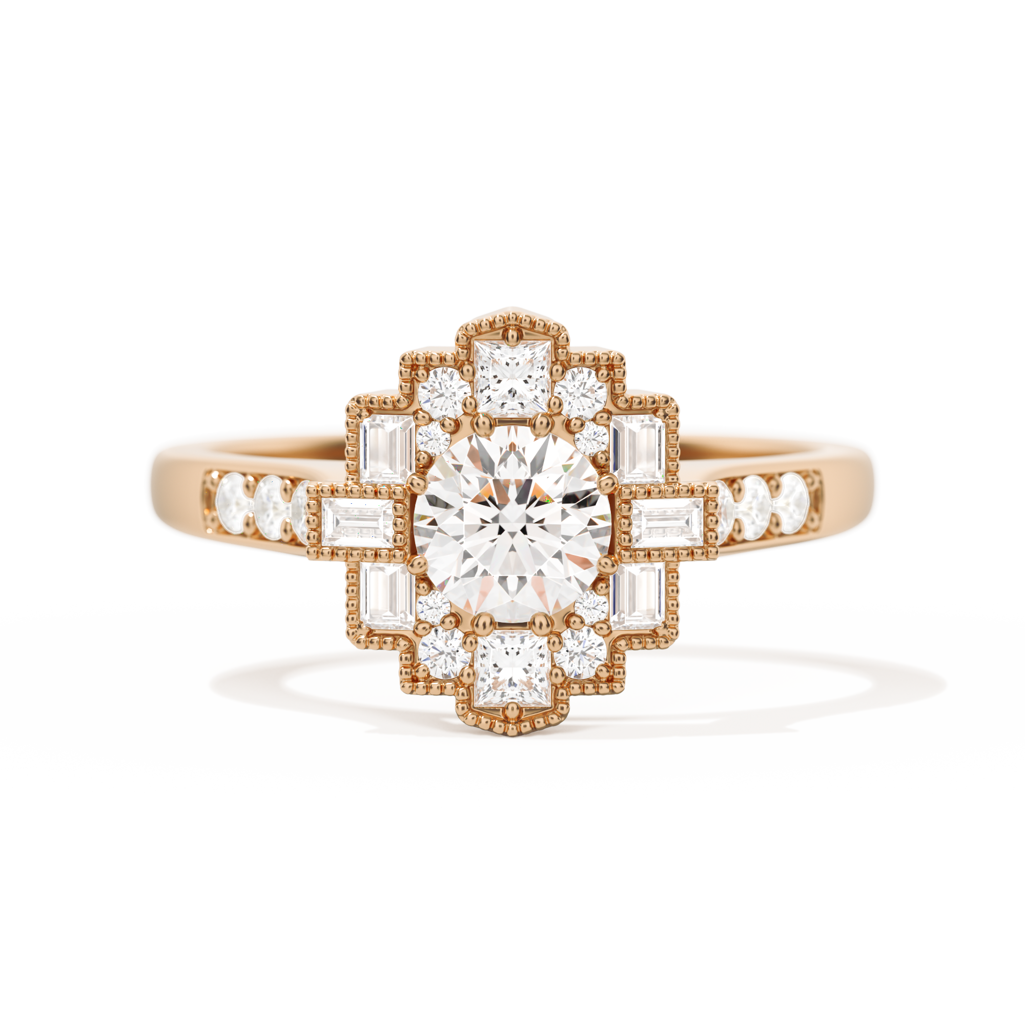 Square Deco with Round Brilliant Cut