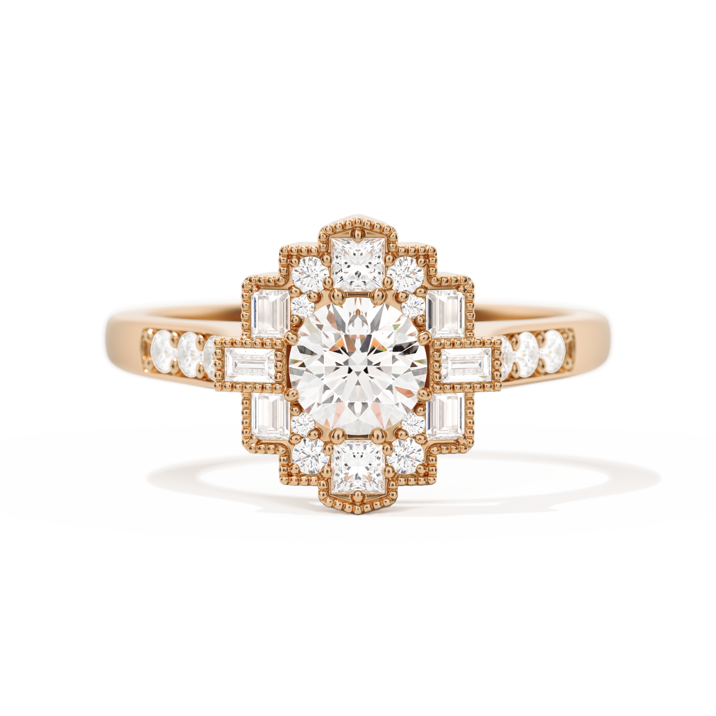 Square Deco with Round Brilliant Cut