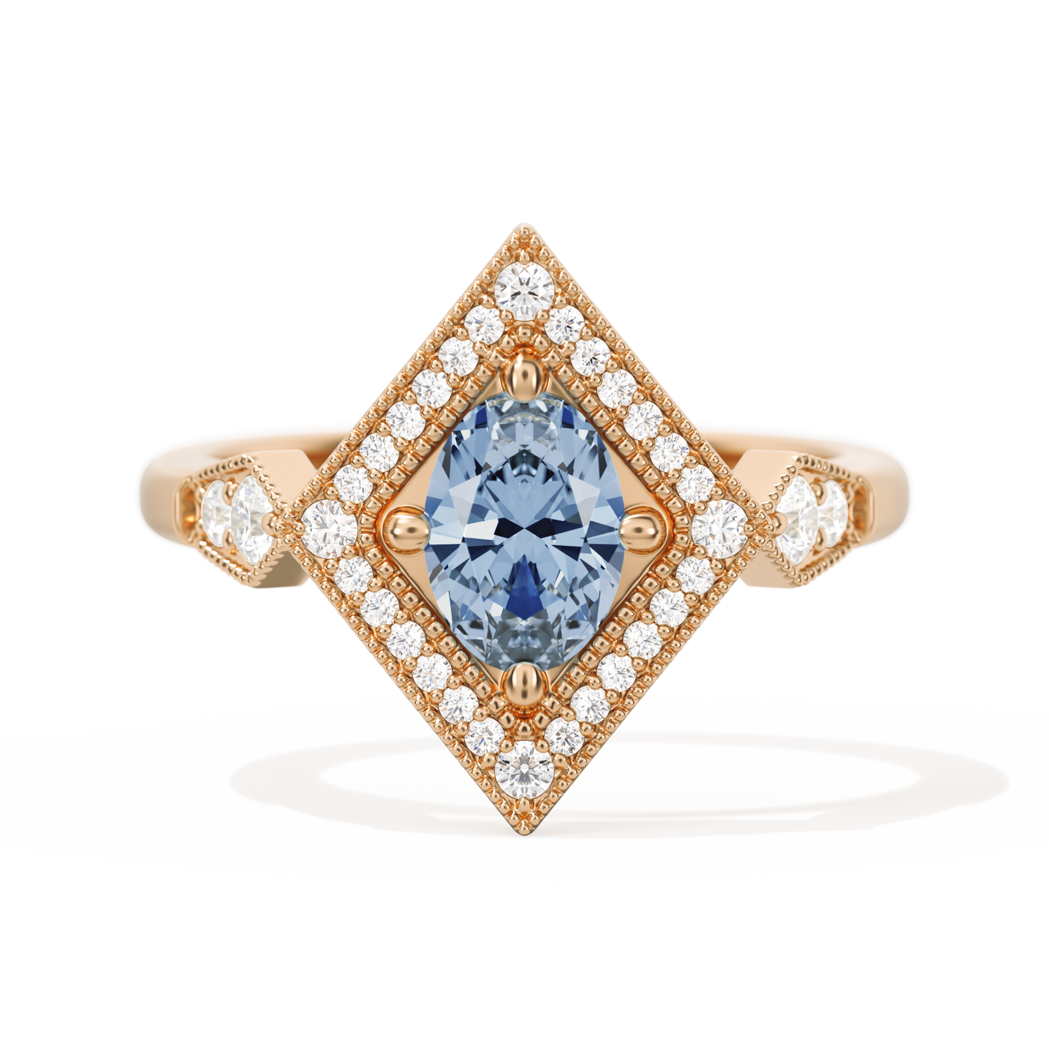 Diamond Shape Halo Oval