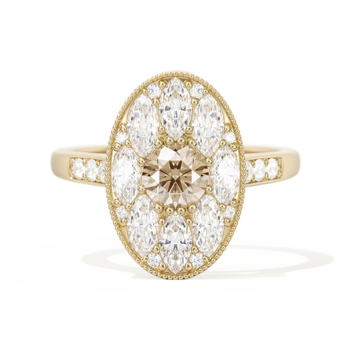 Round with Feather Marquise