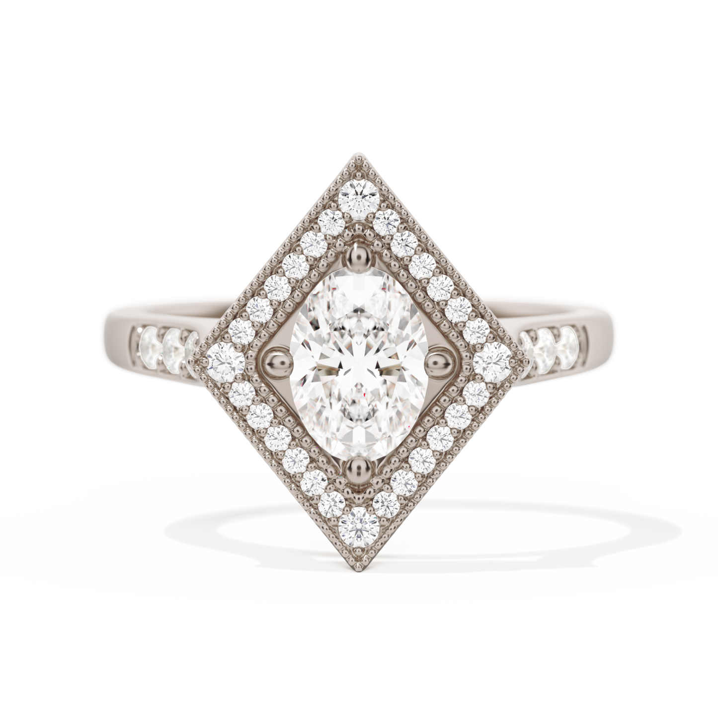 Diamond Shape Halo Oval