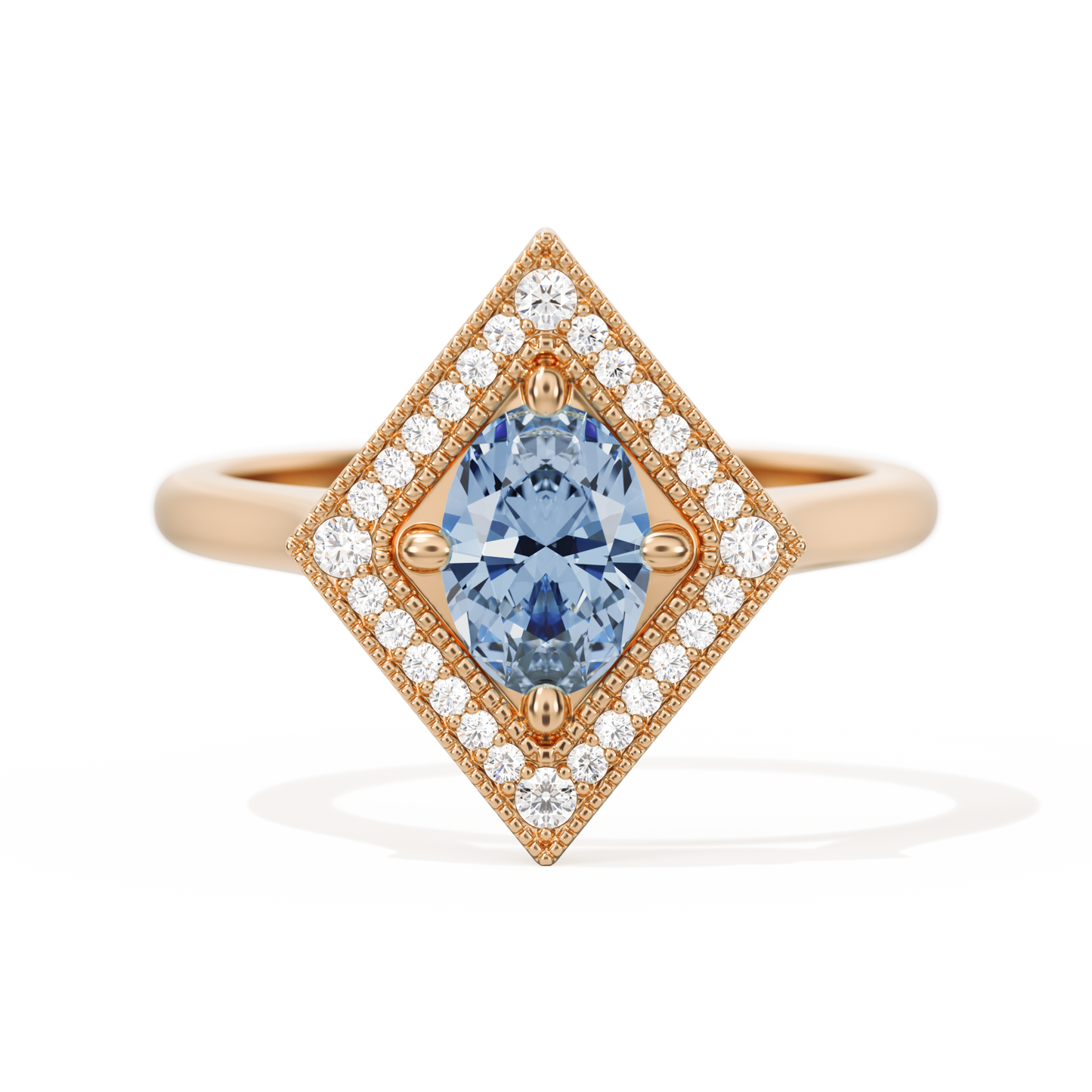 Diamond Shape Halo Oval