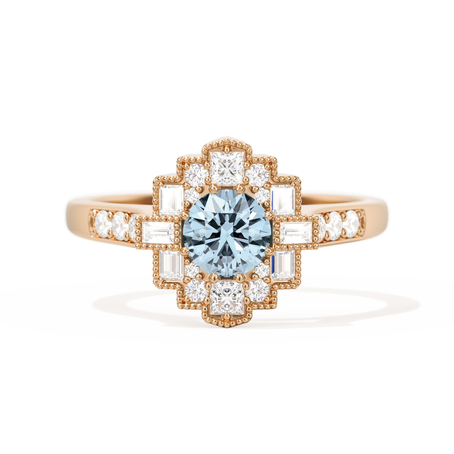 Square Deco with Round Brilliant Cut